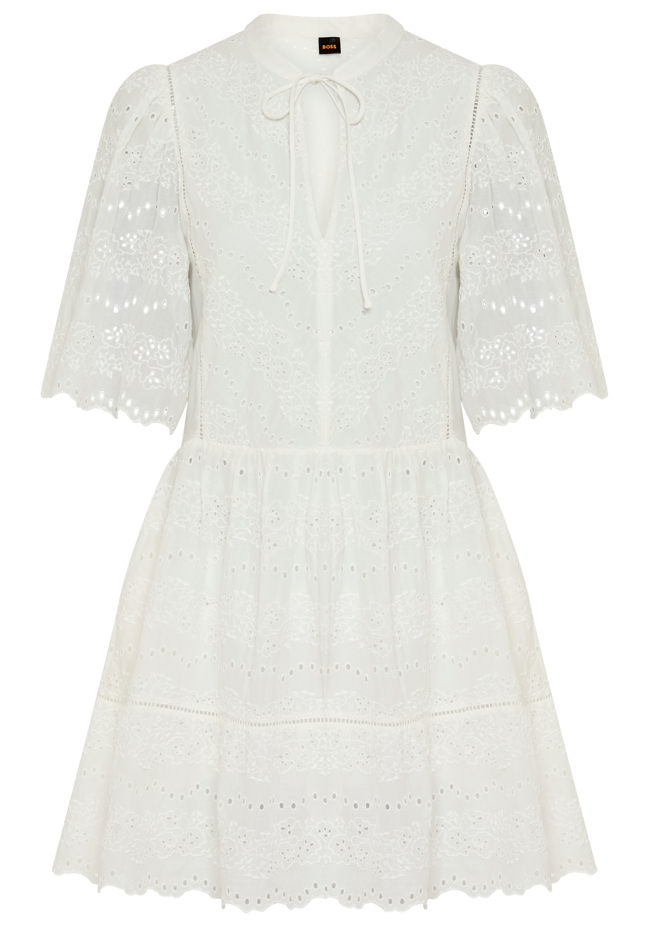BOSS ORANGE Robe d'été »Denvita Premium Damenmode« avec broderie ajourée, longueur mini