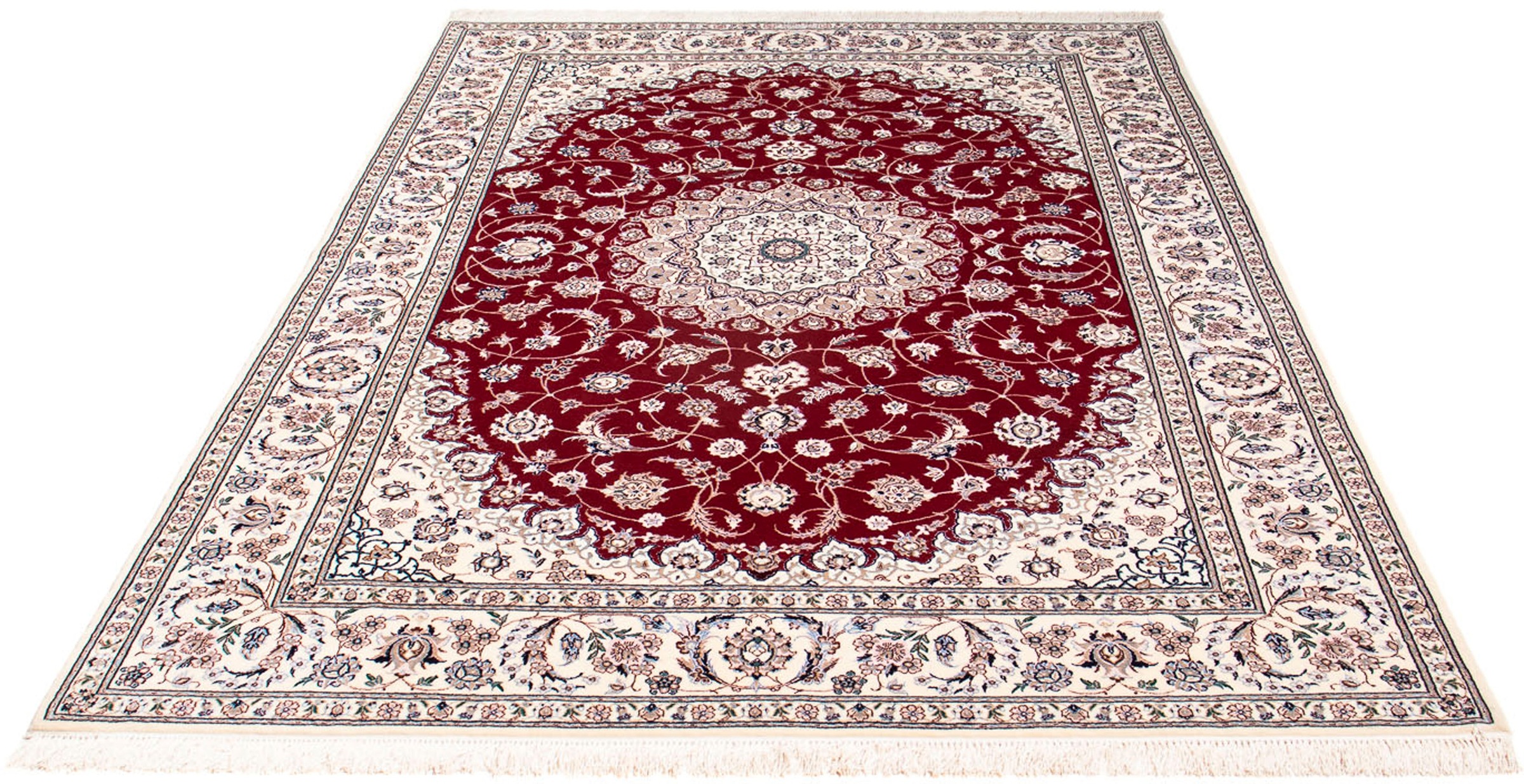 Image of morgenland Orientteppich »Perser - Nain - Premium - 227 x 153 cm - dunkelrot«, rechteckig, 6 mm Höhe, Wohnzimmer, Handgeknüpft, Einzelstück mit Zertifikat bei Ackermann Versand Schweiz