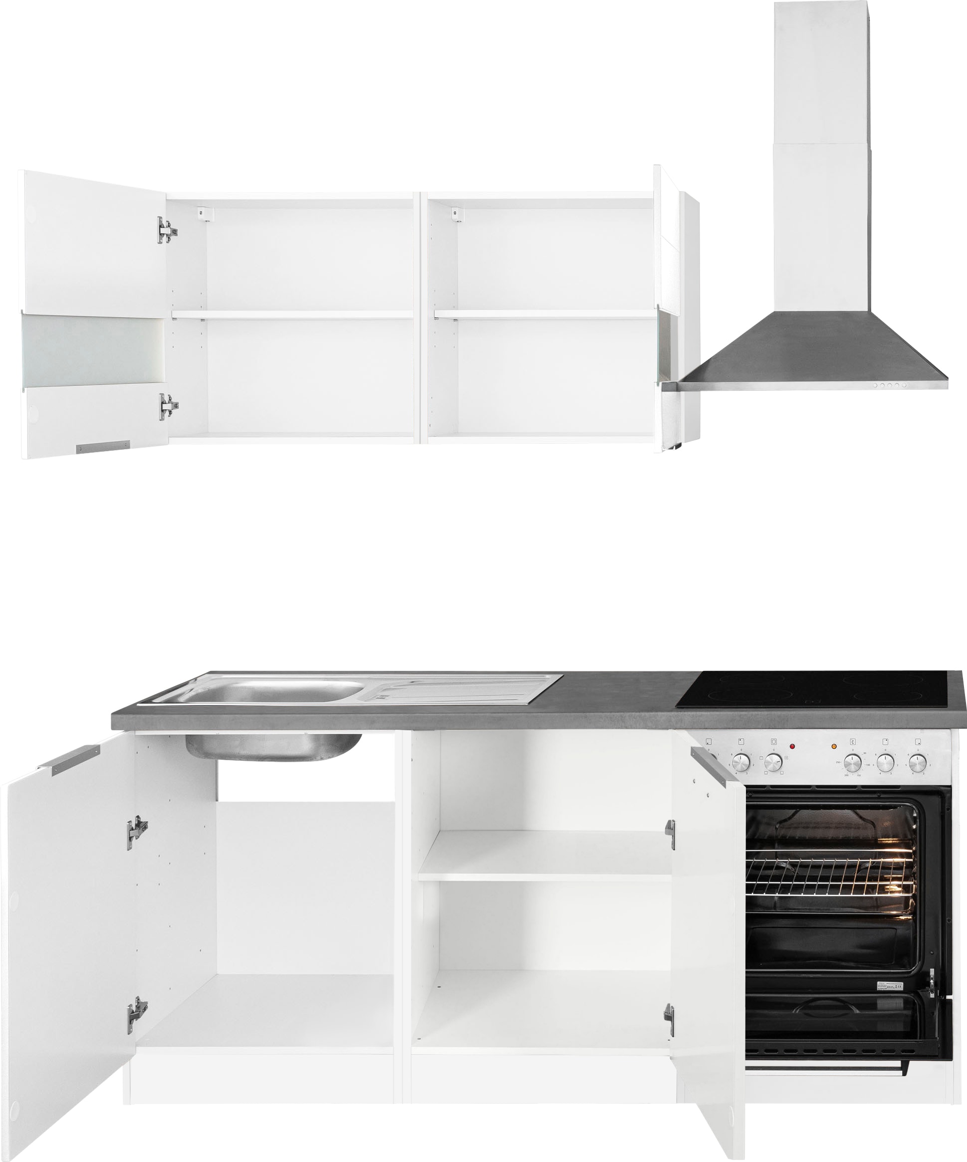 KOCHSTATION Kitchenette »KS-Luhe« 180 cm de large, avec ou sans appareils électriques, façades MDF fraisées
