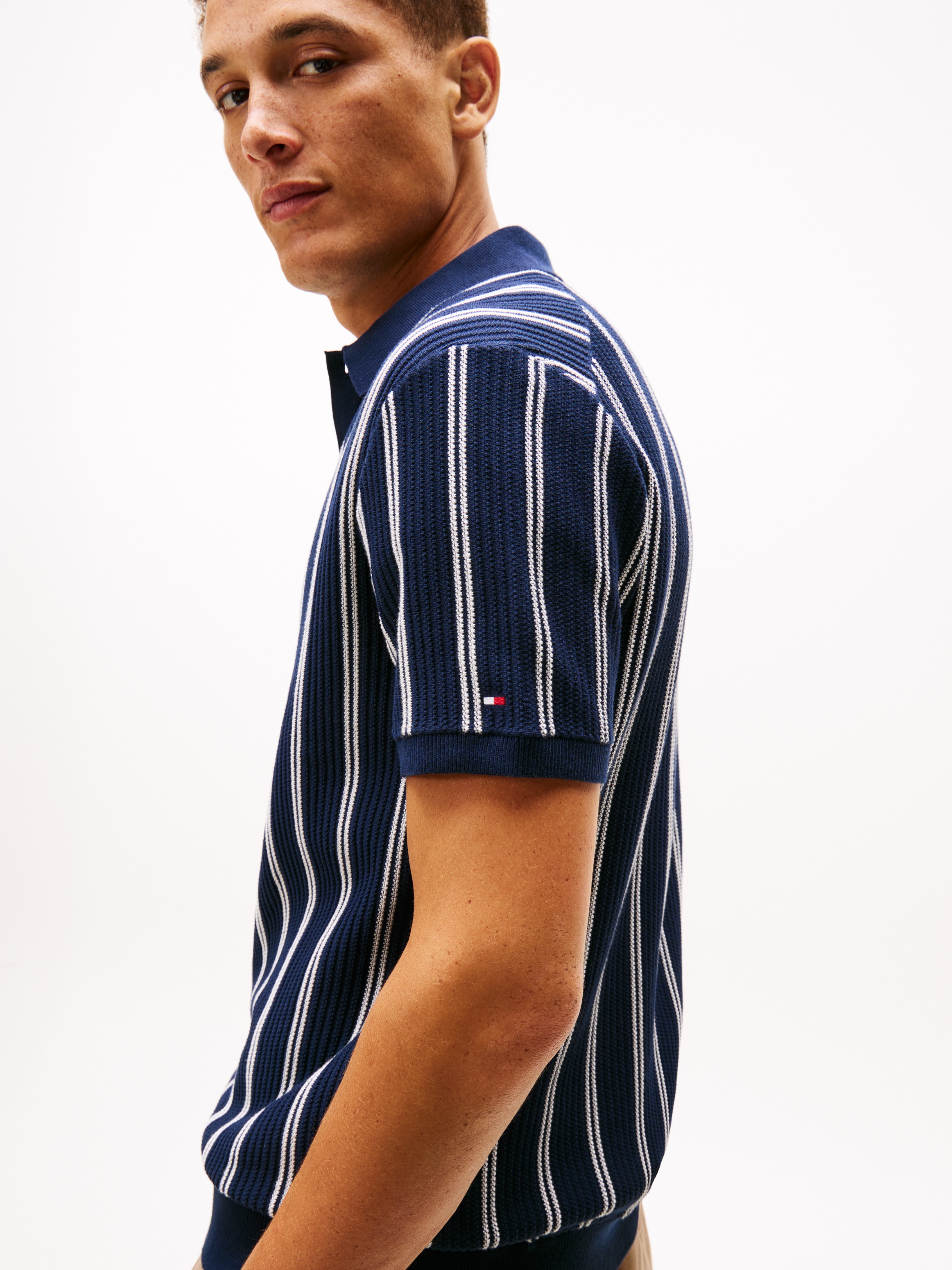 Tommy Hilfiger Polo »KNITTED VERTICAL STRIPE« normale Passform, aus Strick
