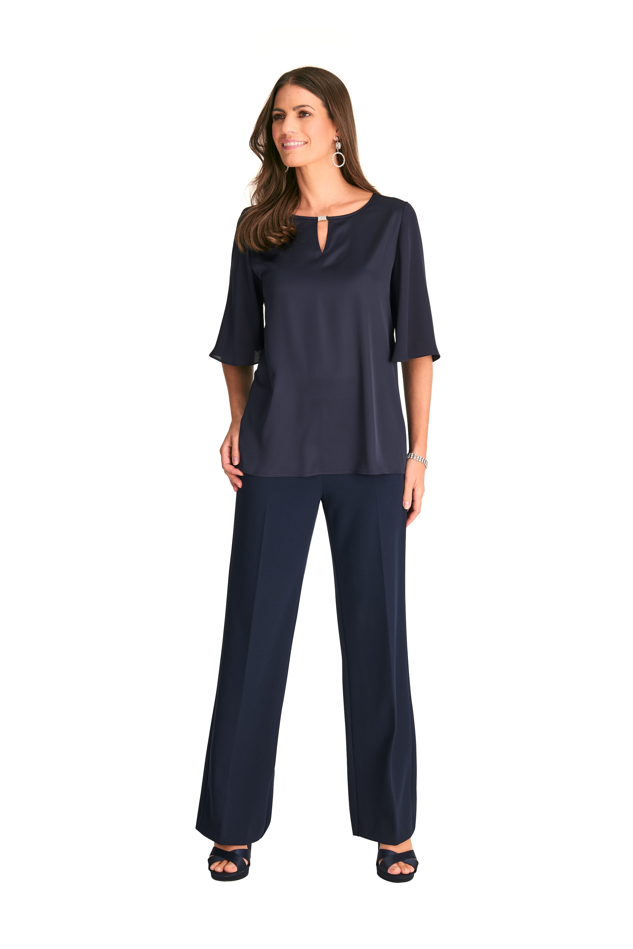HERMANN LANGE Collection Blusenshirt, mit Glitzerdetail am Ausschnitt