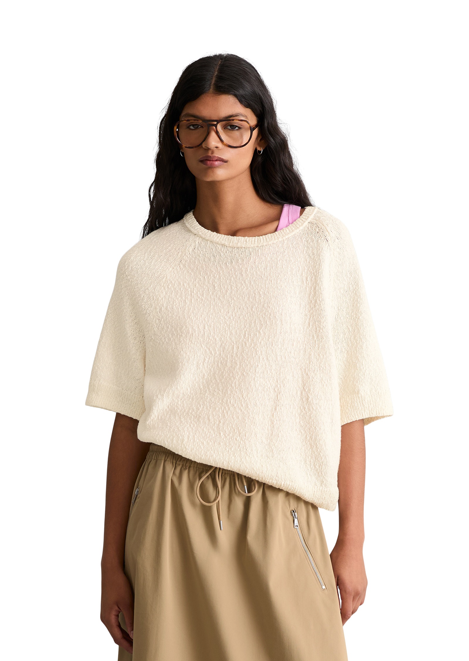 Image of Marc OPolo DENIM Kurzarmpullover regular aus Cotton Slub Garn