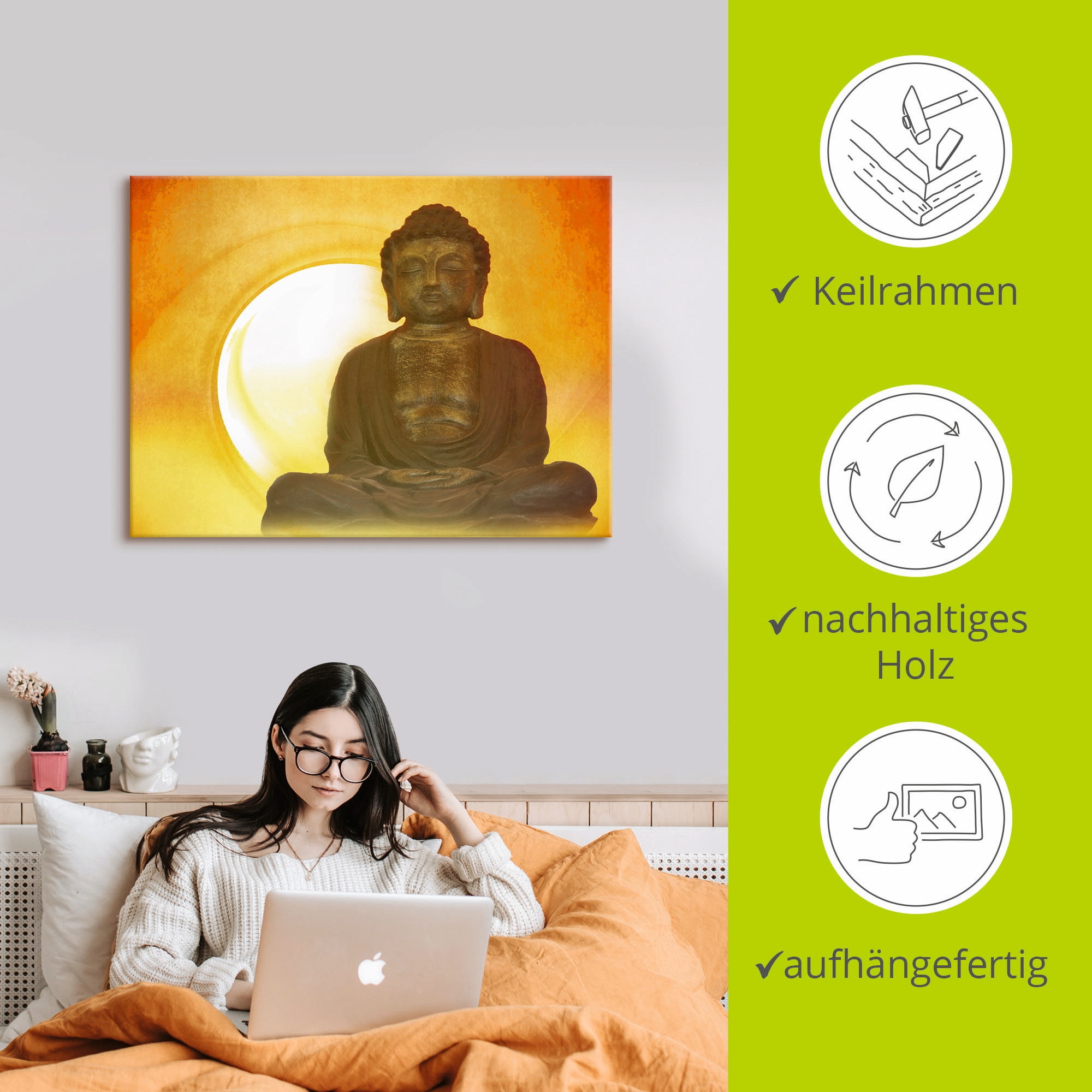 Artland Wandbild »Buddha 2«, Religion, (1 St.), als Leinwandbild, Poster, Wandaufkleber in verschied. Grössen