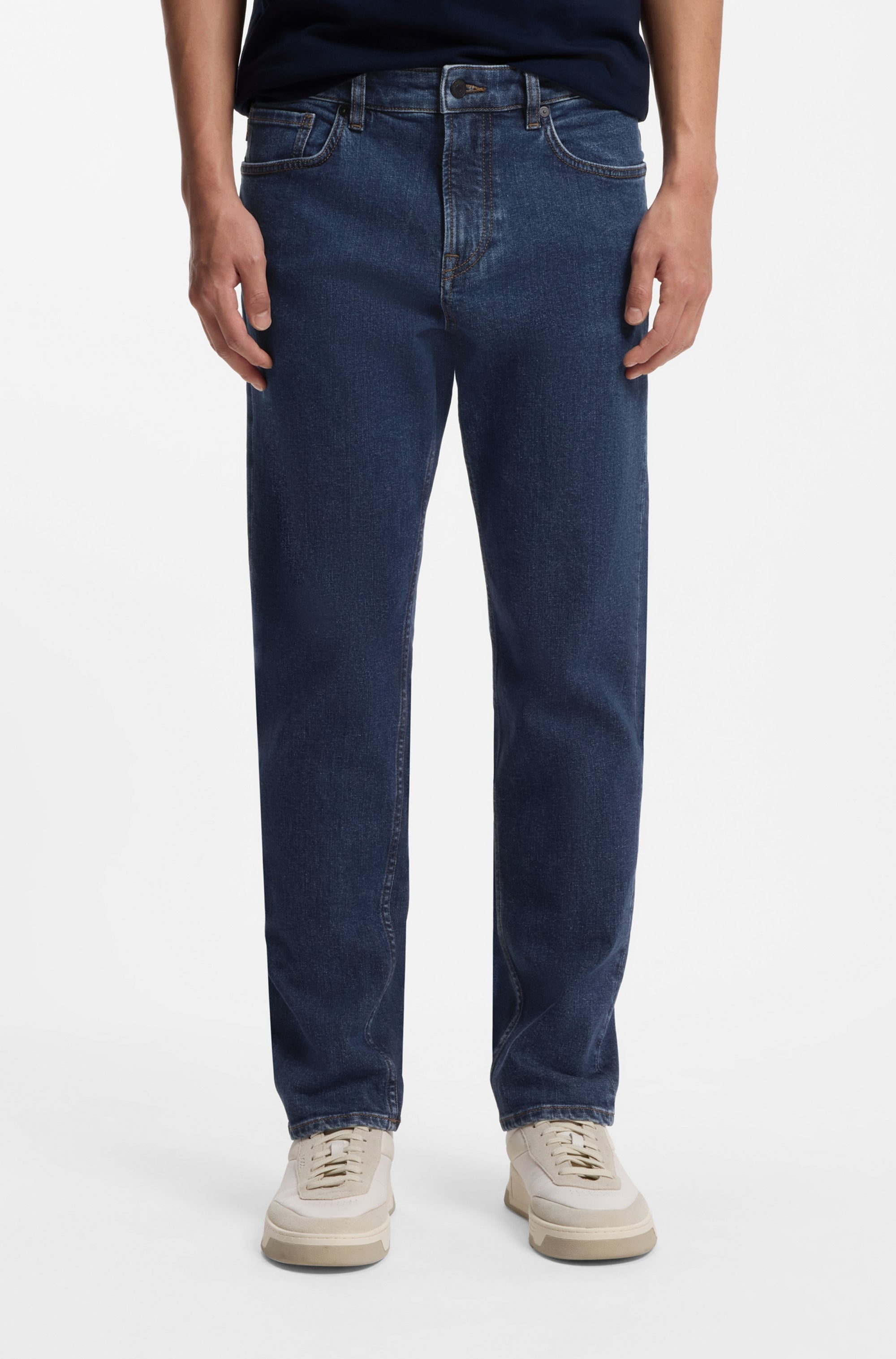 Image of BOSS ORANGE Regular-fit-Jeans "RE.MAINE BO" mit BOSS-Lederbadge, Regular Fit, stone washed