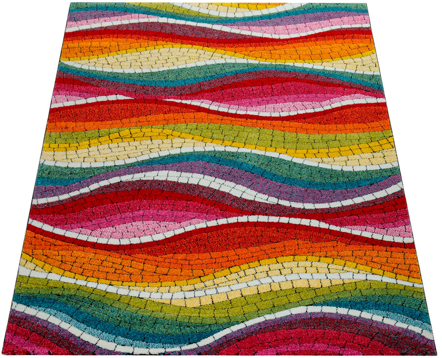 Image of Paco Home Teppich »Vistoso 632«, rechteckig, 18 mm Höhe, Kurzflor mit bunten Wellen, 3D-Design, Wohnzimmer bei Ackermann Versand Schweiz
