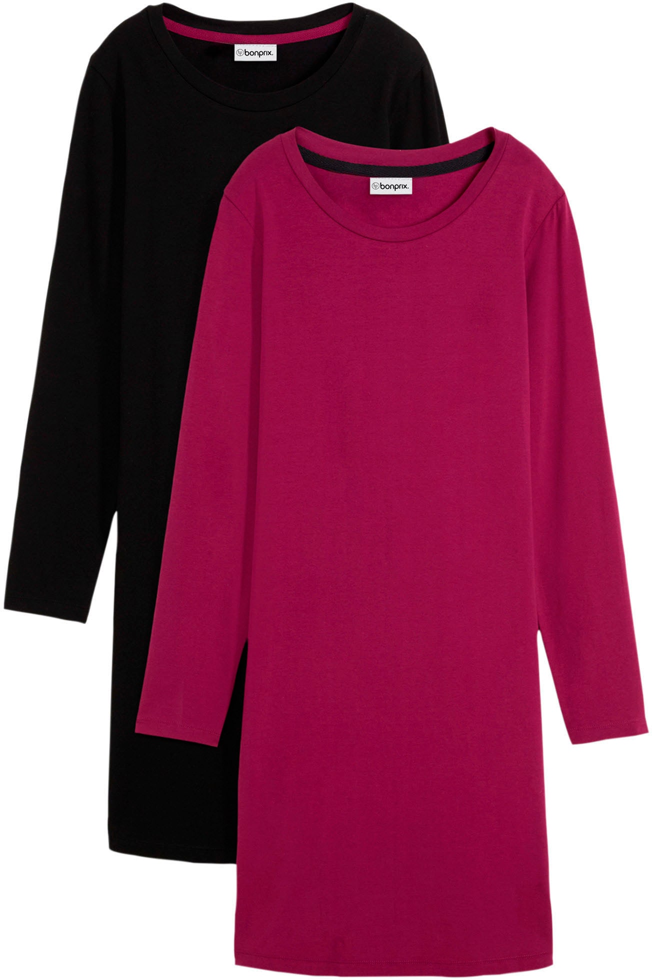 bonprix Robe en jersey »Figurbetontes Jerseykleid (2er Pack)« Packung, 2 cuis tlg. für Alltag, schmale Passform, aus Baumwollmischung, kniefrei