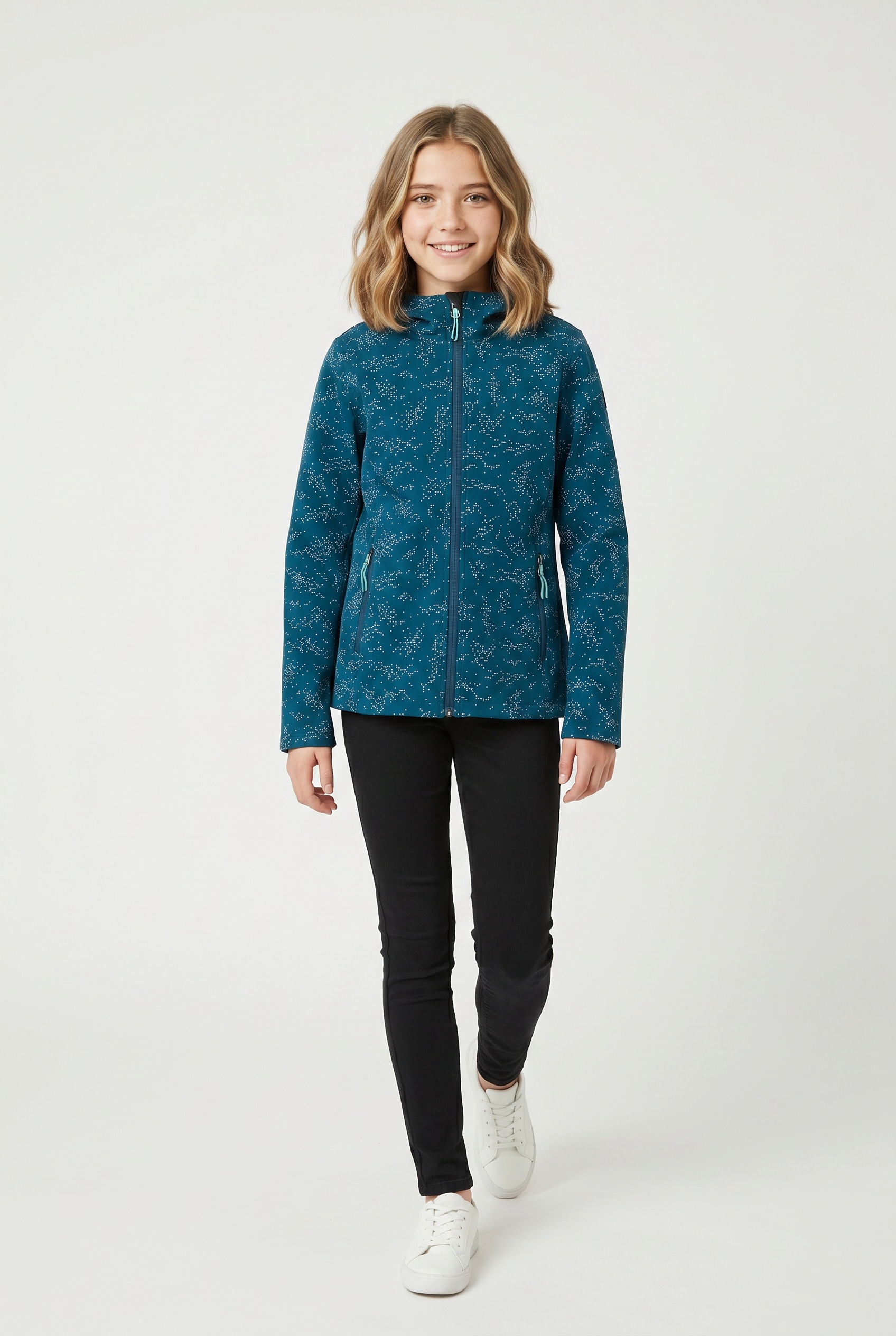 Killtec Veste softshell pour enfants, avec capuche réglable, coupe-vent, déperlant