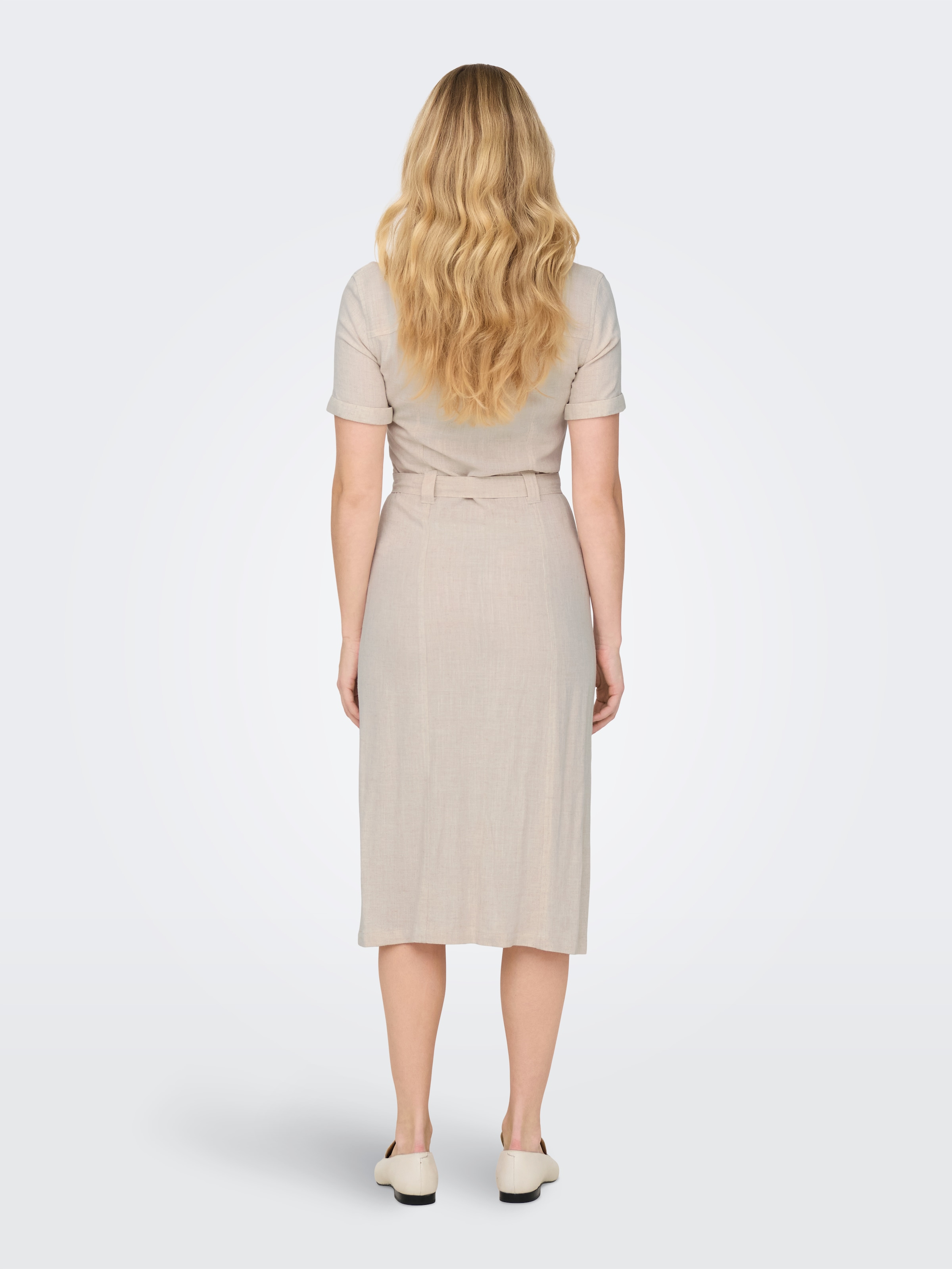 ONLY Robe chemisier »ONLSIESTA SS LIN BL SHIRT DRESS PNT NOOS« Poches poitrine avec lin