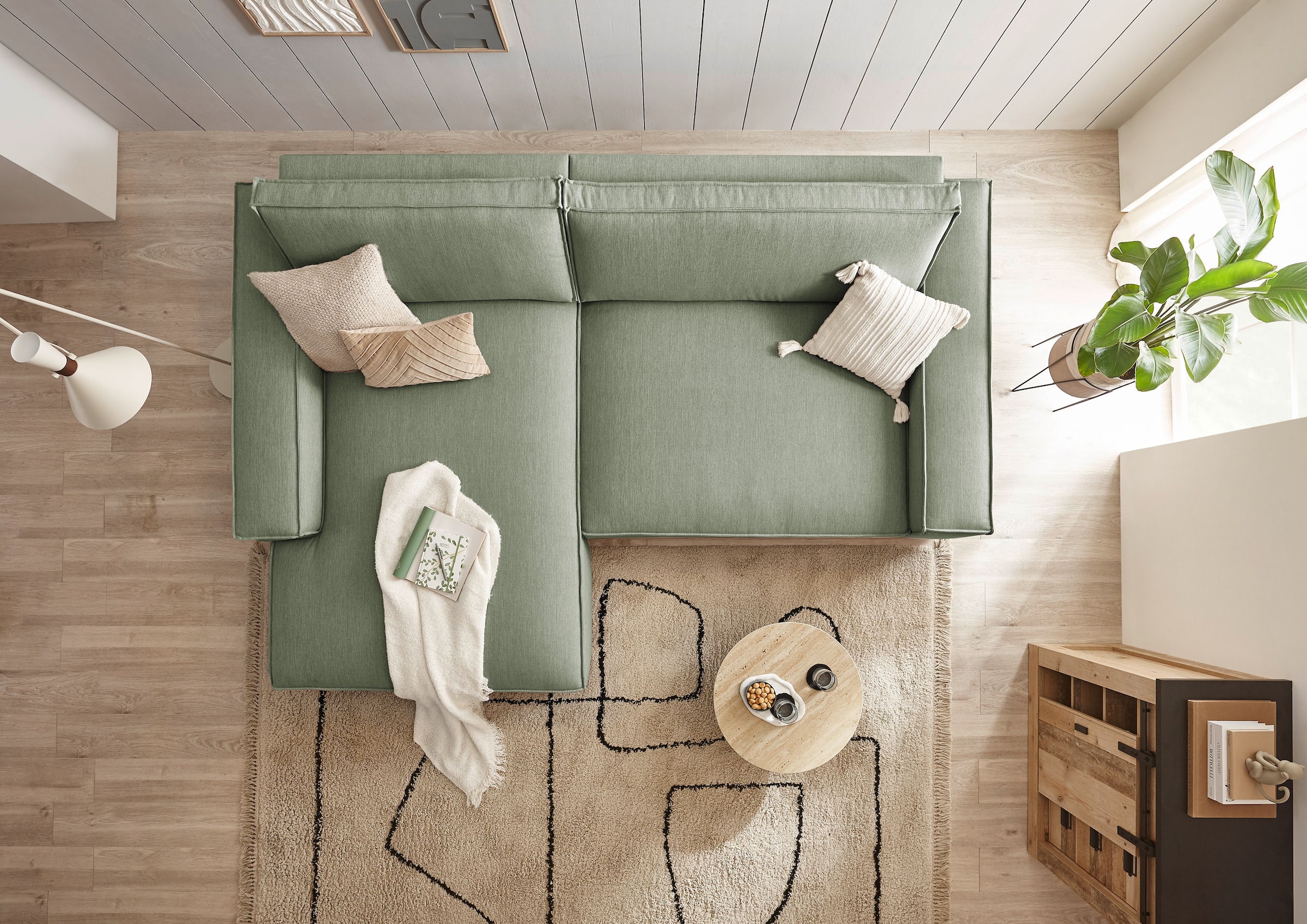 Home affaire Ecksofa »NEU: SHERWOOD XXL 284, Big-Sofa L-Form, tiefe Sitzfläche 95 cm, Cord«, Recamiere rechts/links, als Schlafsofa stellbar, Cord u. Leinenoptik