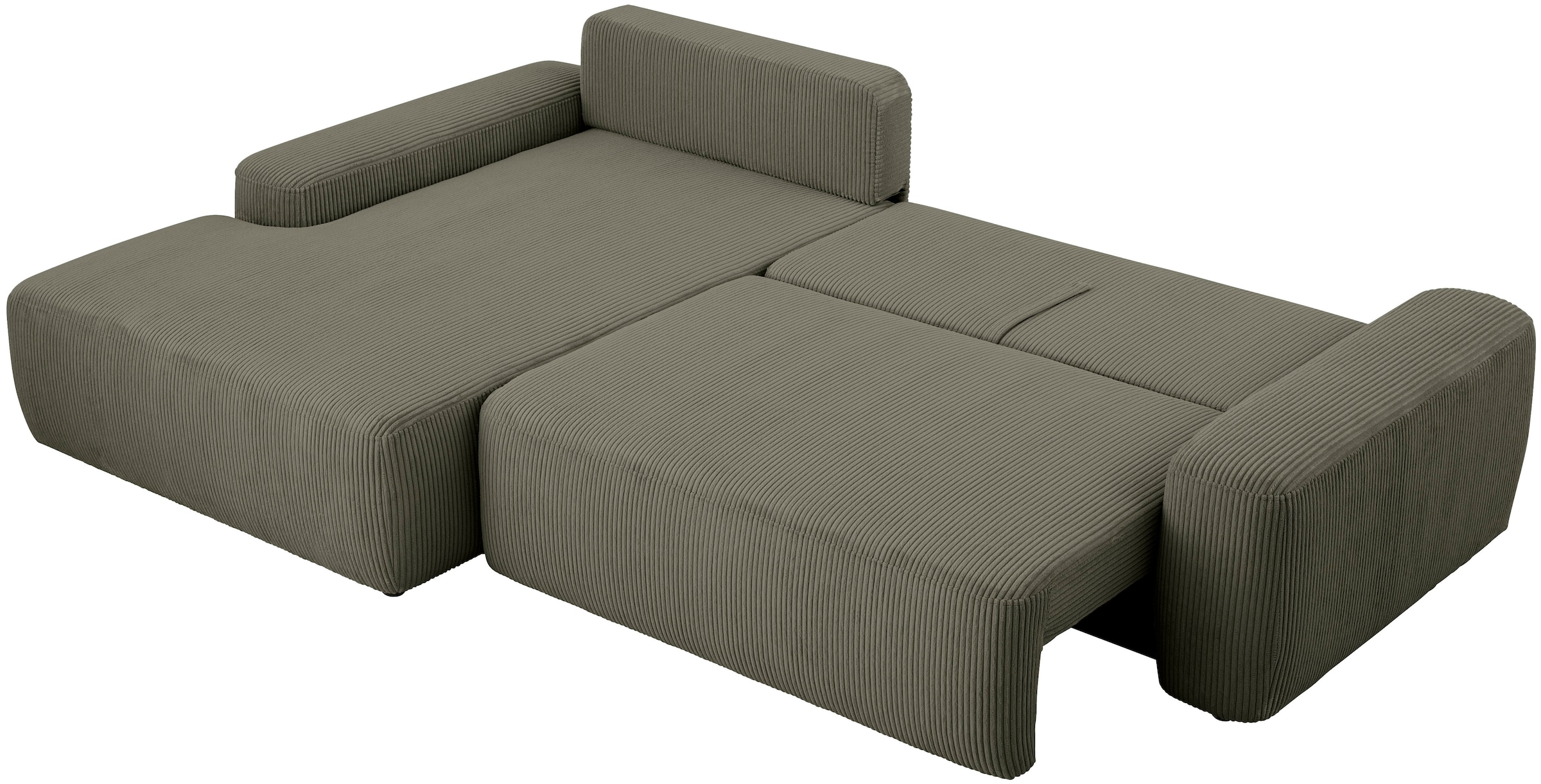 Home affaire Ecksofa »TORGE (264cm), Schlafsofa in Cord, Samtvelours o Struktur fein, L-Form« Schlaffunktion, Bettkasten, Liegefläche: 125/210 cm