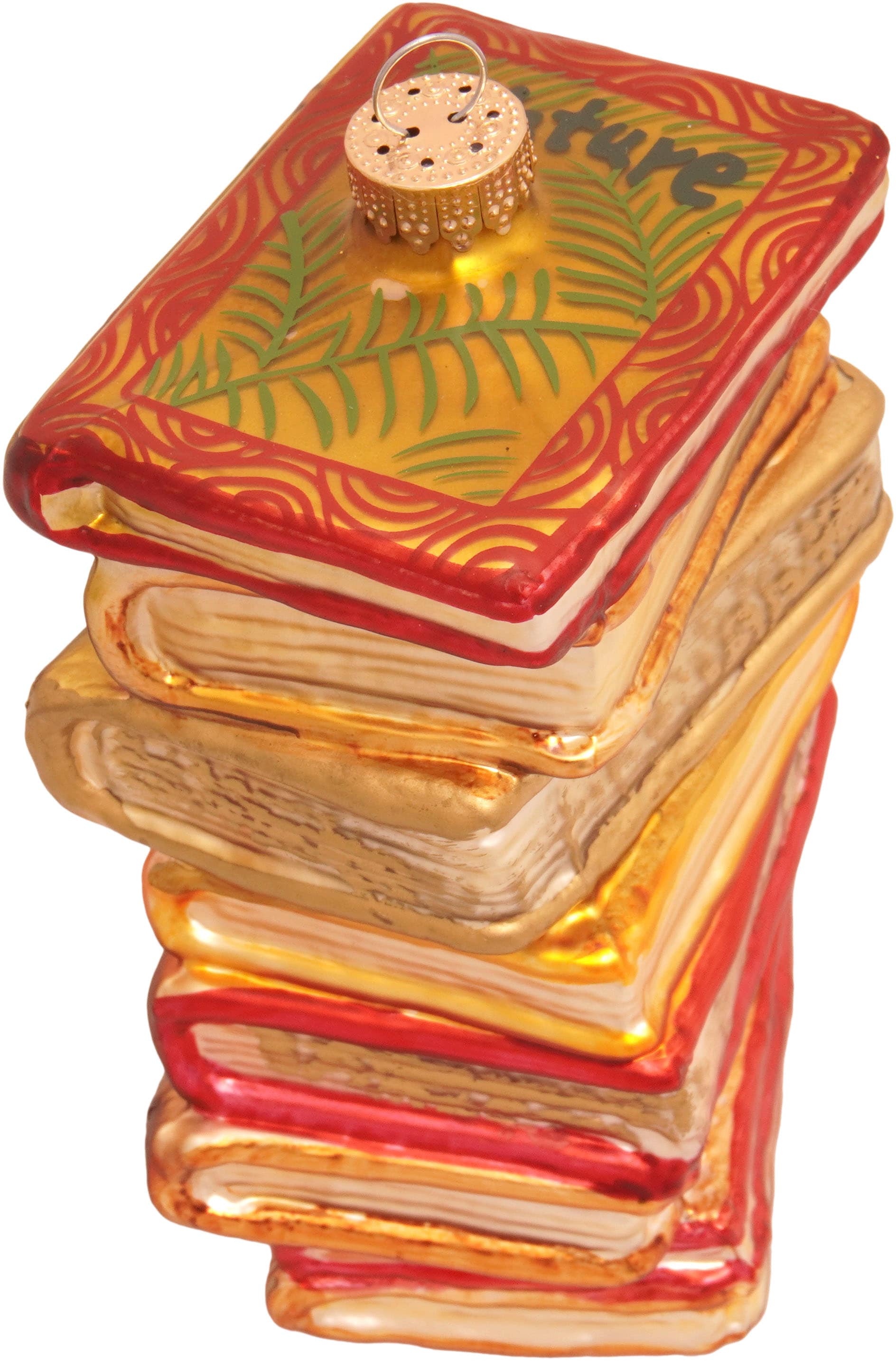 Krebs Glas Lauscha Décorations pour l'arbre de Noël »Antiker Bücherstapel, Weihnachtsdeko, Christbaumschmuck« soufflé bouche
