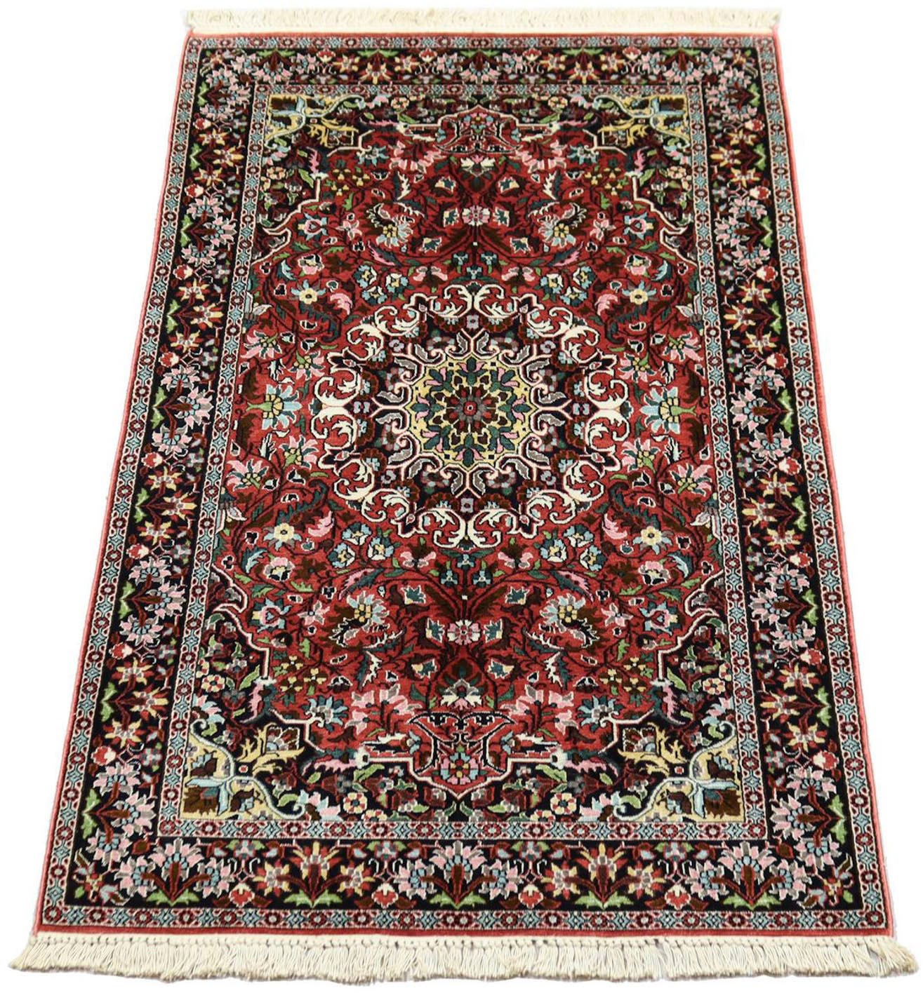 Image of morgenland Seidenteppich »Seide Indien Medaillon Rosso scuro 152 x 91 cm«, rechteckig, 0,4 mm Höhe, Handgeknüpft bei Ackermann Versand Schweiz