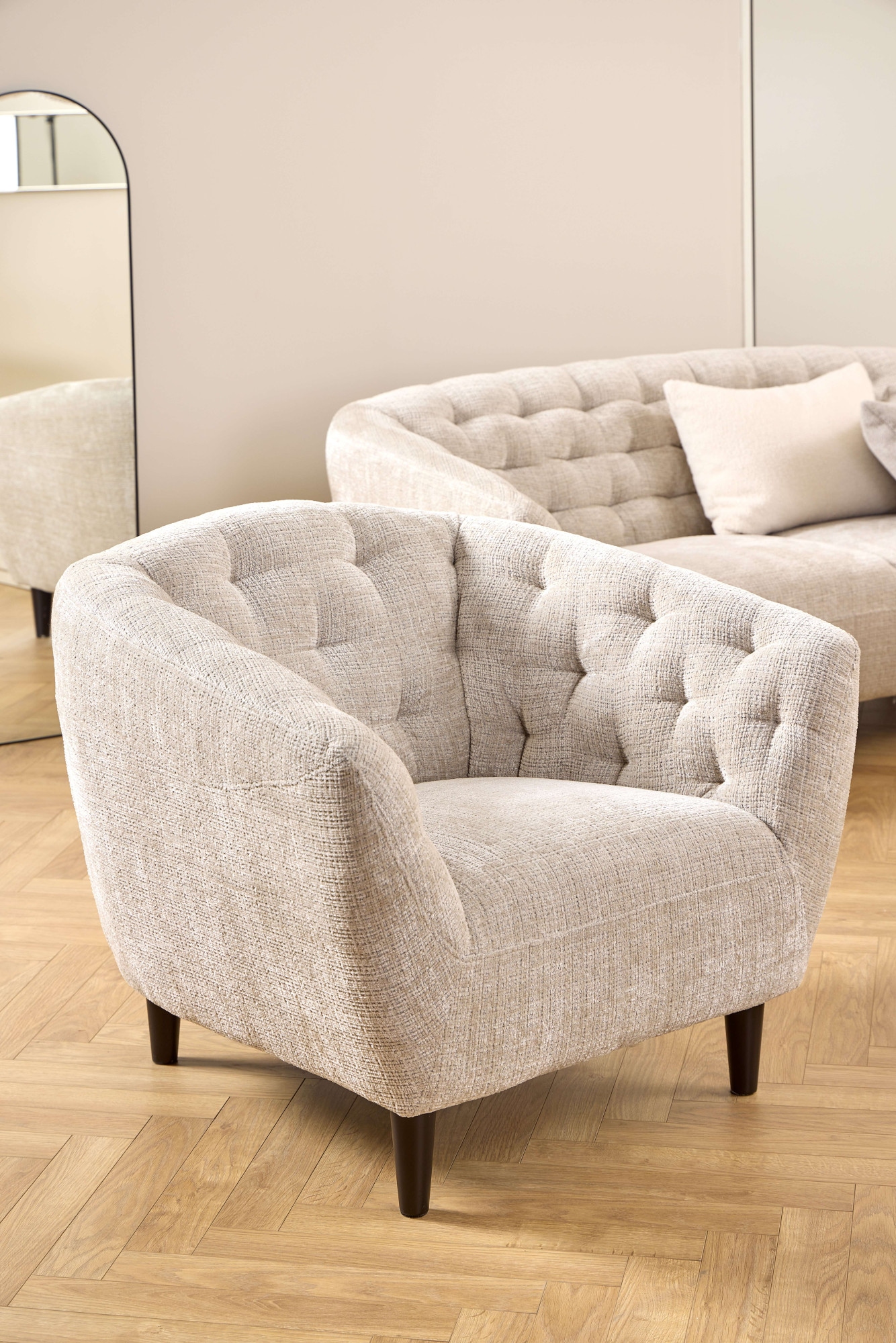 ACTONA GROUP Loungesessel »Ria« 1-Sitzer, Chenille beige, mit Rautenheftung und Taschenfedern