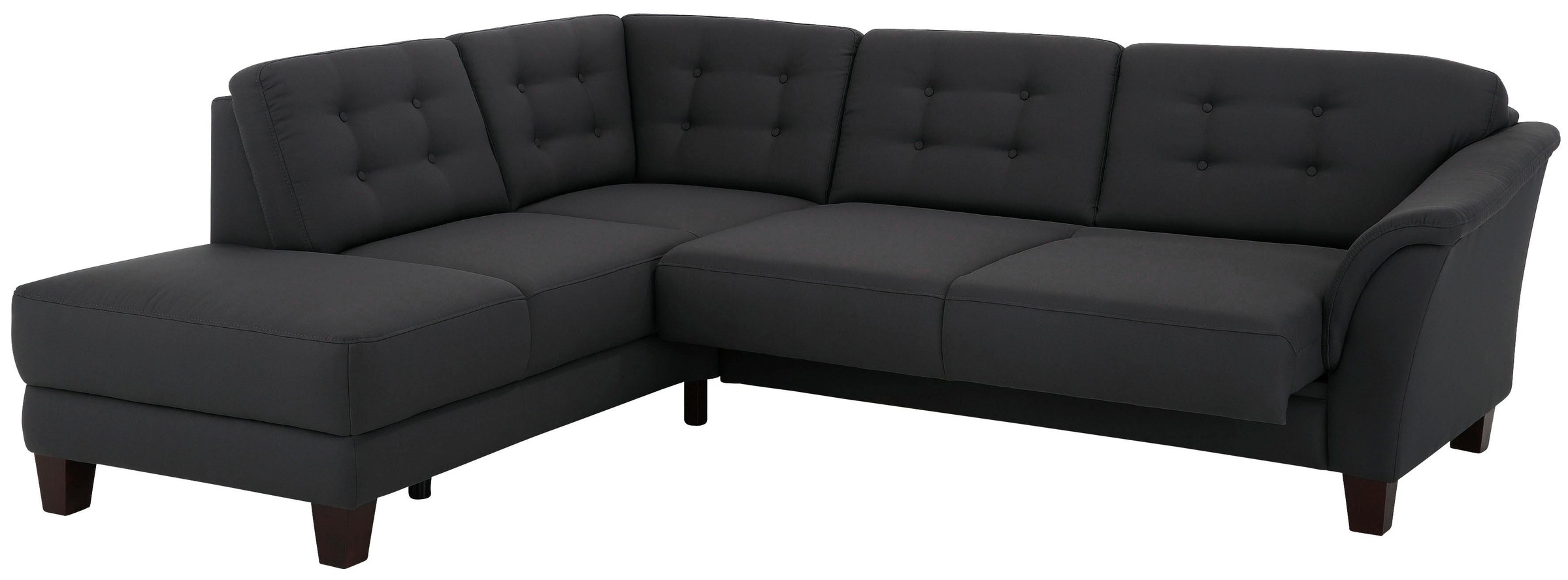Home affaire Ecksofa »Trondheim L-Form« mit Federkern und Knopfheftung im Rücken, Füsse Buche dunkel