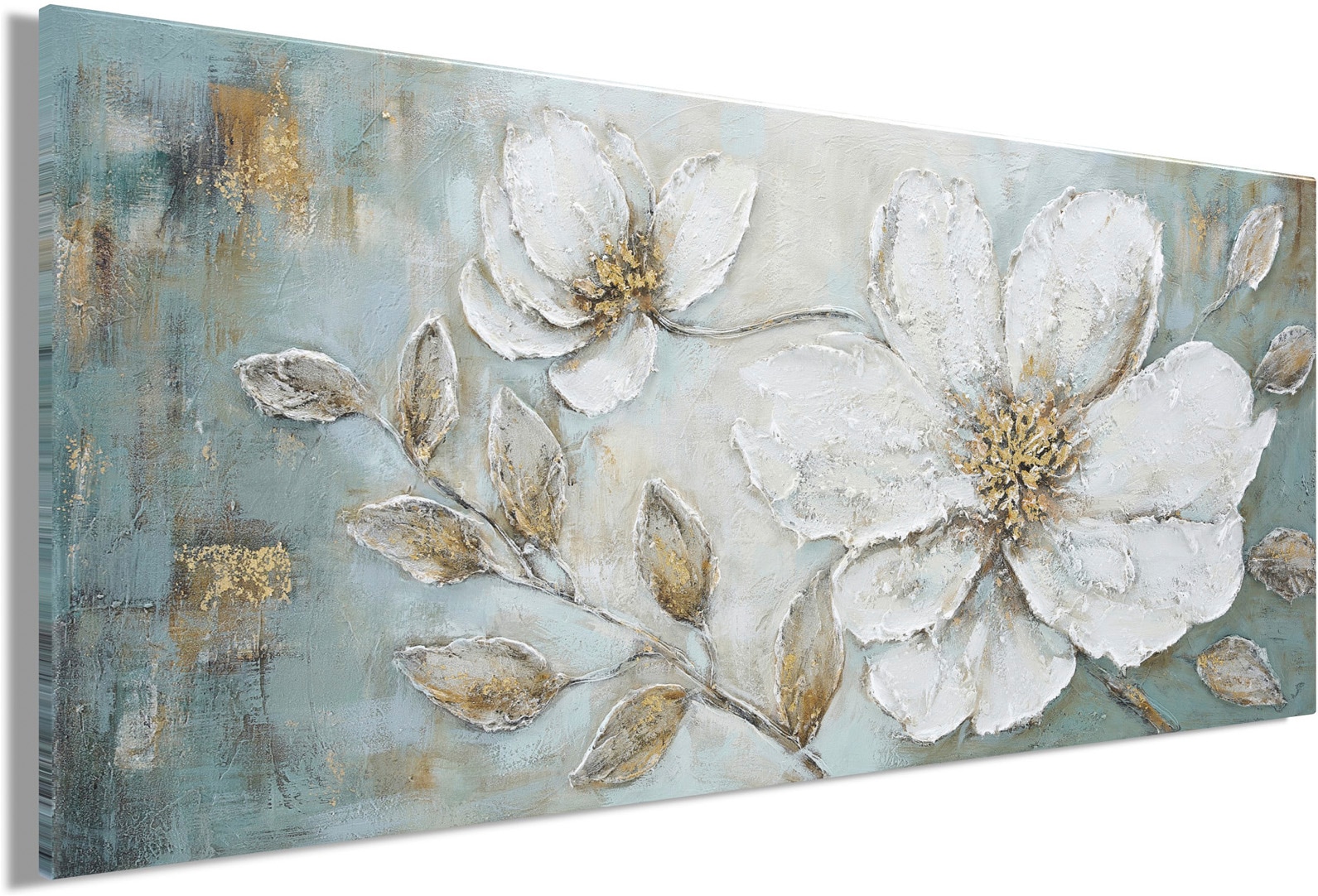 Bönninghoff Ölgemälde »handarbeit BLUMEN XXL 60x140 cm – Wandbild Kunst Deko modern« Blumen | Blumenbilder handgefertigt, jedes Bild ein Unikat