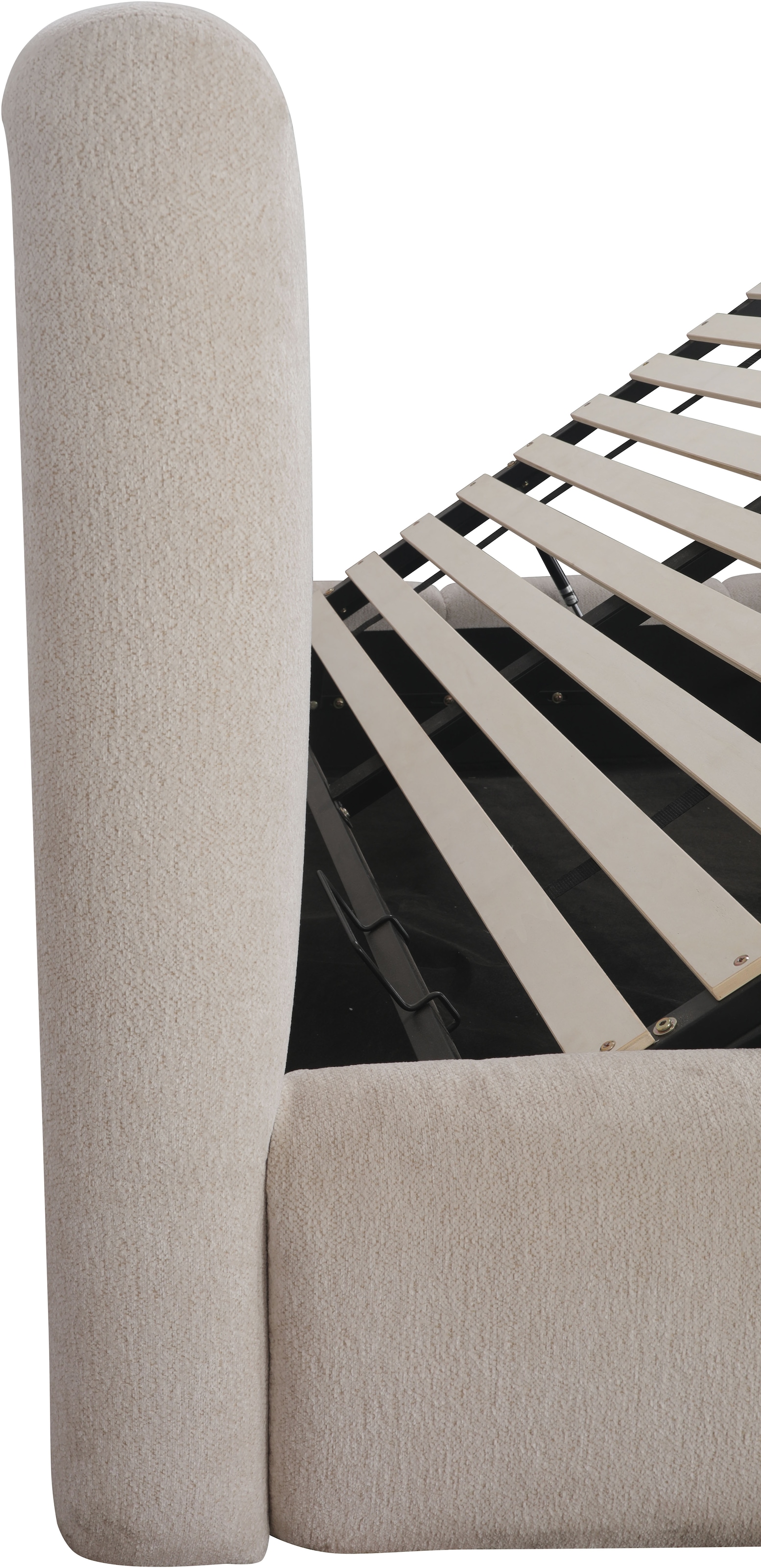 GOODproduct Lit rembourré »MERLINDA, Stauraumbett mit Lattenrost und Bettkasten, Chenille-Bezug« tête de lit et cadre fortement rembourrés, surface de couchage 140x200 / 180x200 cm
