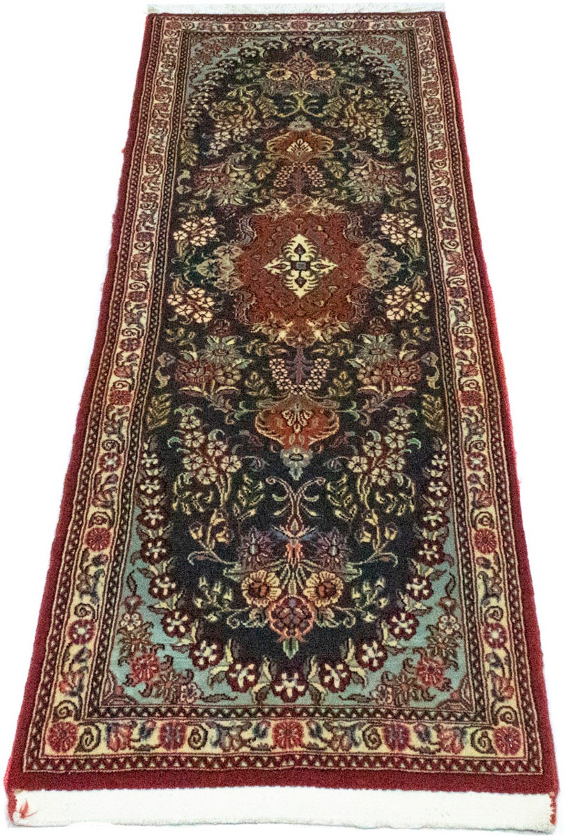 Image of morgenland Hochflor-Läufer »Ghom Medaillon Blu 159 x 49 cm«, rechteckig, 1 mm Höhe, Handgeknüpft bei Ackermann Versand Schweiz