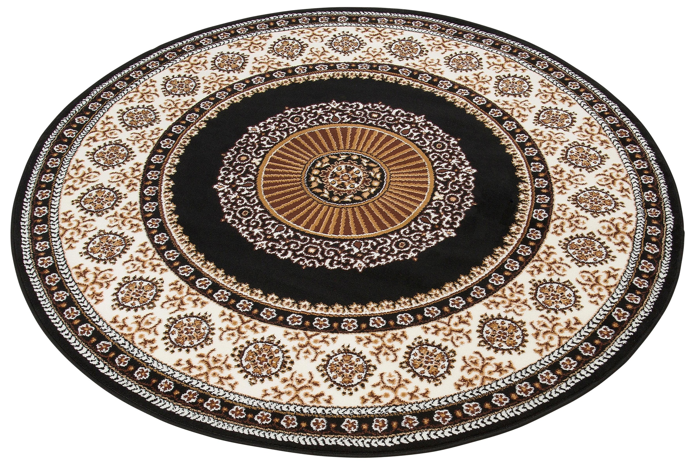 my home Teppich »Shari, Made in Belgium«, rund, 7 mm Höhe, Orient-Dekor, mit Bordüre, Kurzflor, weich, pflegeleicht, elegant