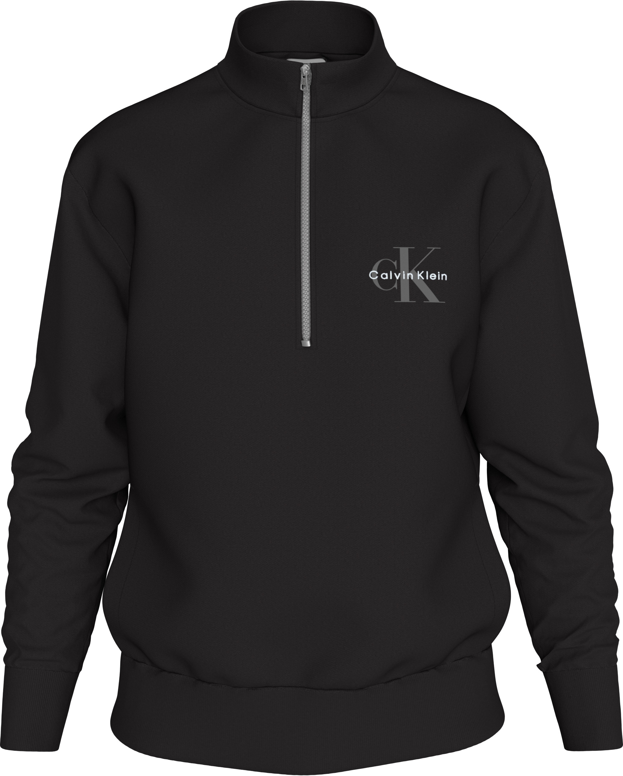 Calvin Klein Jeans Sweatshirt »LS EU 350TERRY MICRO MONOLOGO QT«, Regular fit, Stehkragen und Reissverschluss
