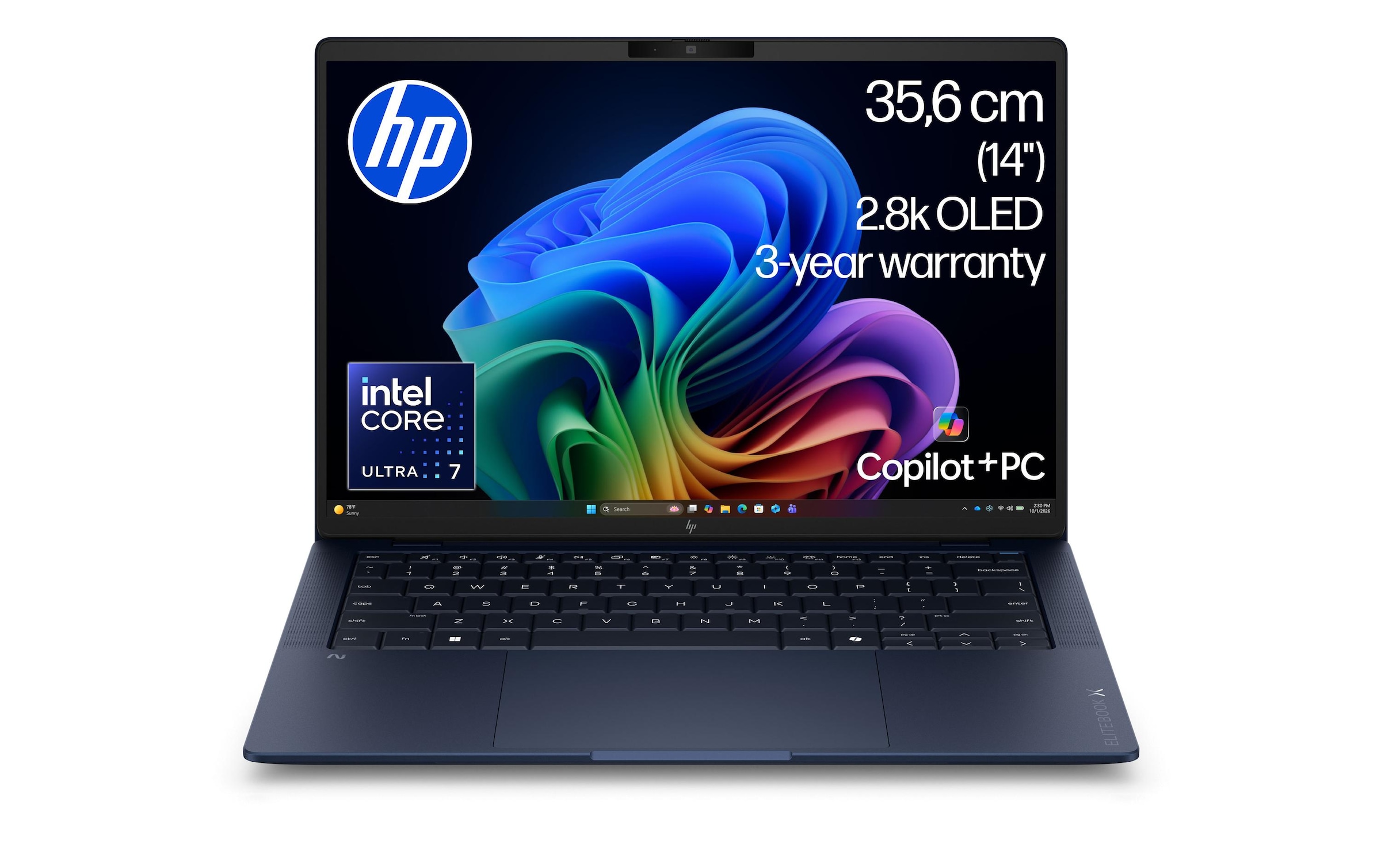 HP Ordinateur portable professionnel »EliteBook X G2i 14 AI PC DE4R5ET« / 14 ″ Intel Core Ultra 7 NPU intégrée (Neural Processing Unit)