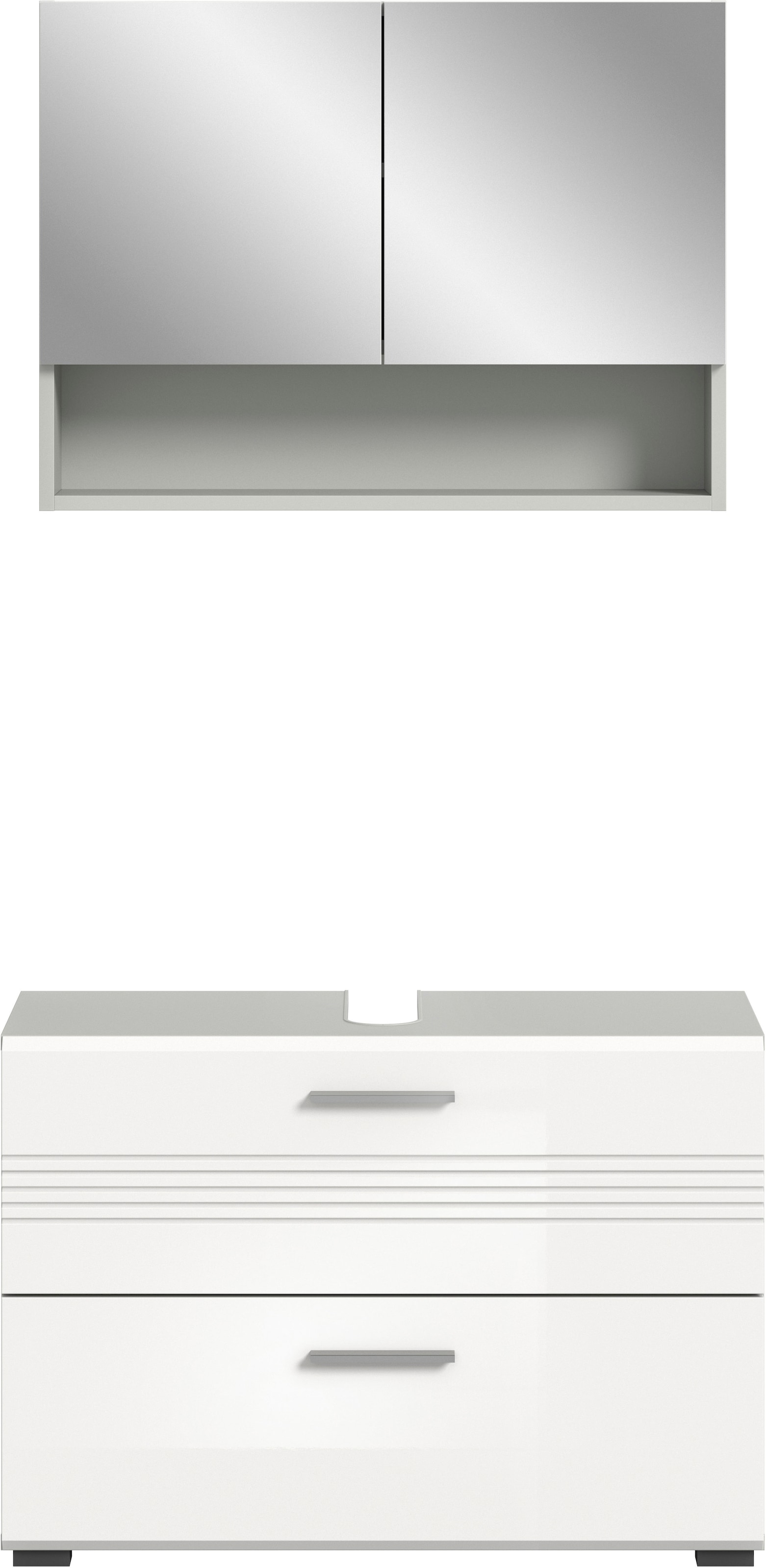 welltime Badmöbel-Set »Calicio, bestehend aus: Waschbeckenunterschrank, Spiegelschrank« 2 Stk. tlg.