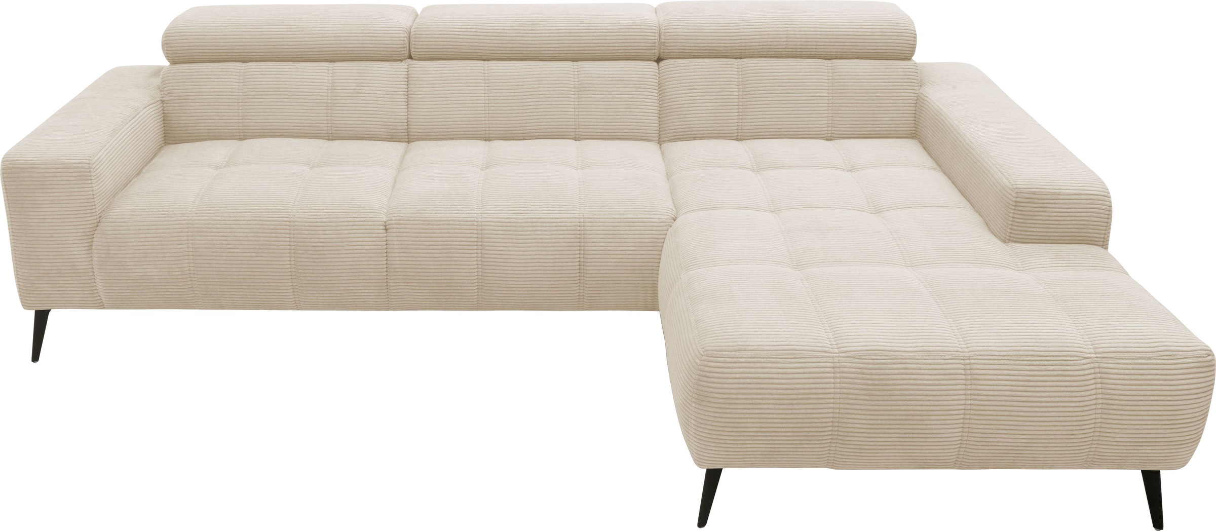 DOMO collection Ecksofa »Trento L-Form, mit Kufenfuss oder Einzelfuss«, wahlweise mit Kopfteilverstellung, Recamiere links/rechts bestellbar