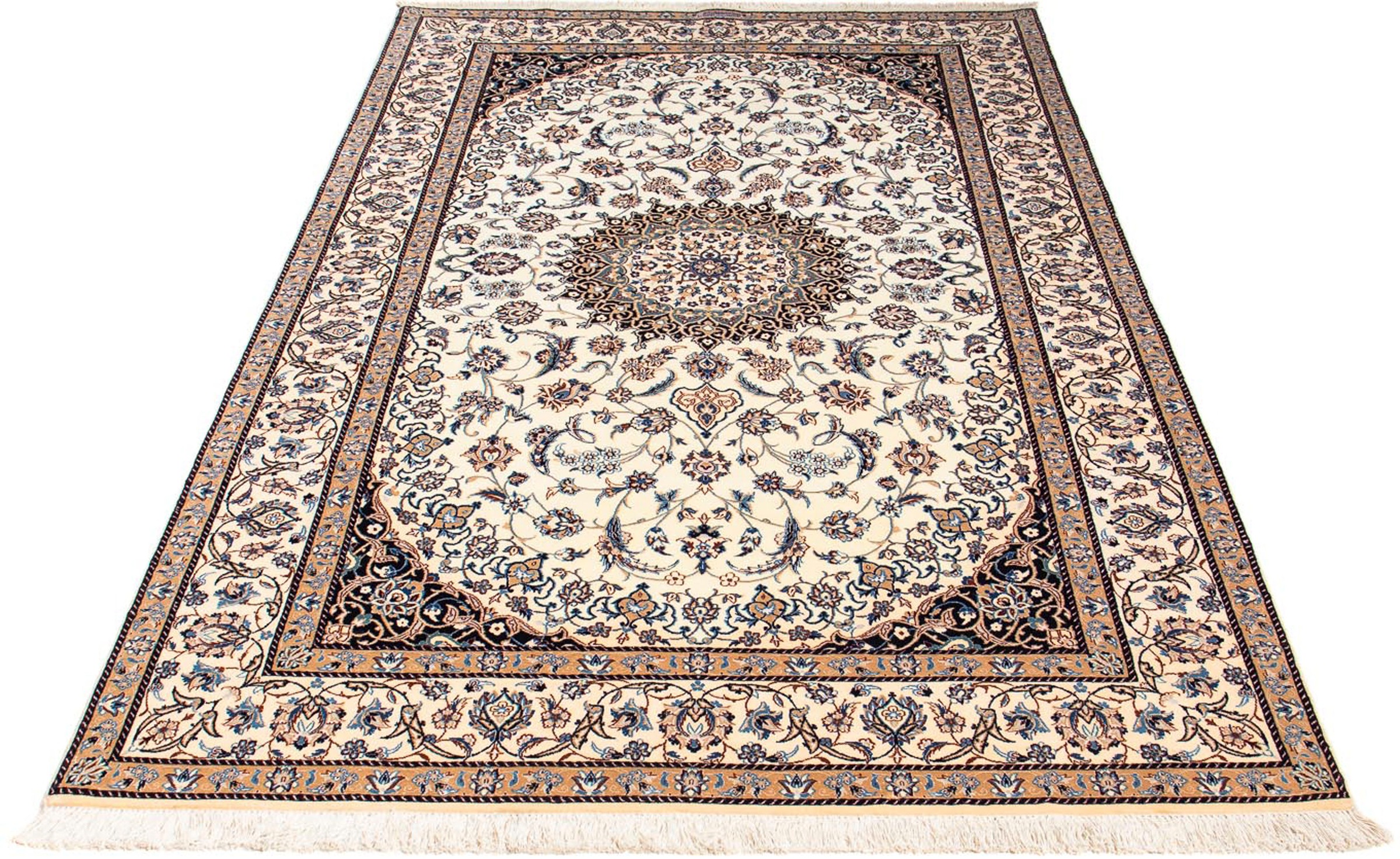 Image of morgenland Orientteppich »Perser - Nain - Premium - 210 x 128 cm - beige«, rechteckig, 6 mm Höhe, Wohnzimmer, Handgeknüpft, Einzelstück mit Zertifikat bei Ackermann Versand Schweiz