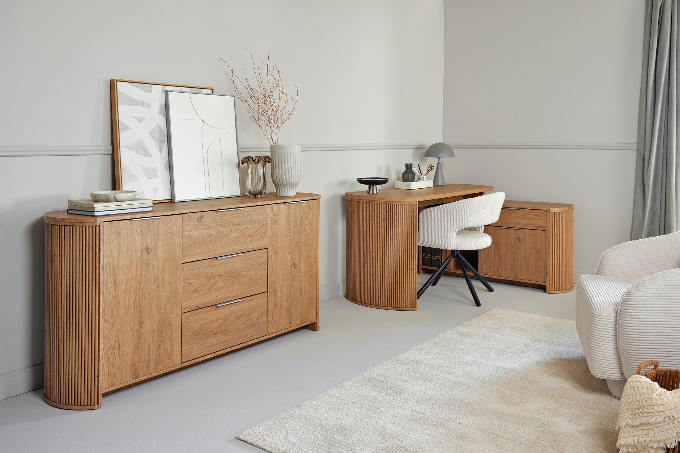 Jahnke Bureau d'angle »MOON C 150 E« 1 cuis tlg. montage réversible, espace de rangement & passage de câbles, largeur 150 cm