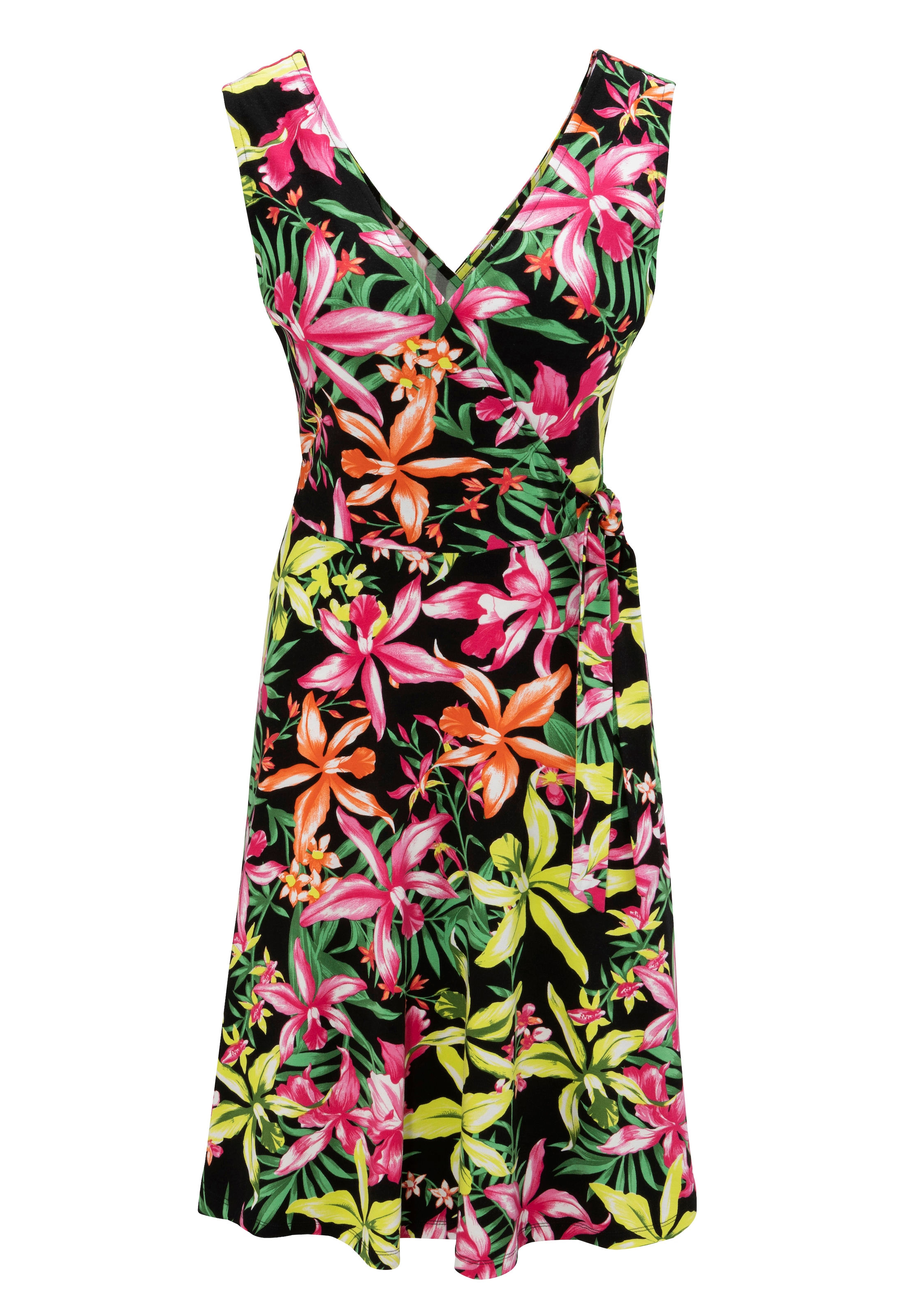 Aniston CASUAL Sommerkleid, mit farbenfrohem, grossflächigem Blumendruck - jedes Teil ein Unikat