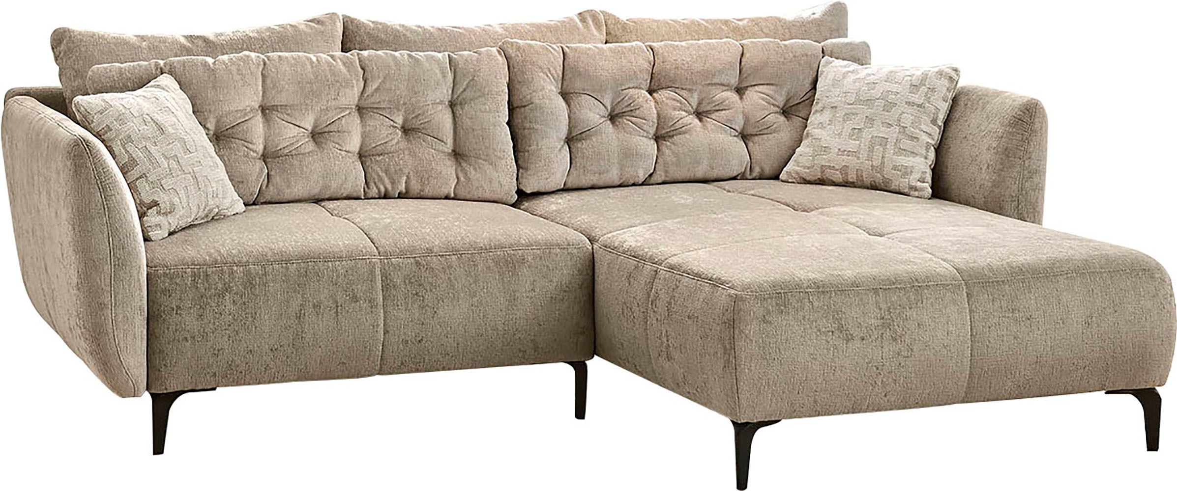 Jockenhöfer Gruppe Ecksofa "Salo L-Form, B: 251 cm" im Retrolook mit Wellenfederung, mit Zierkissen