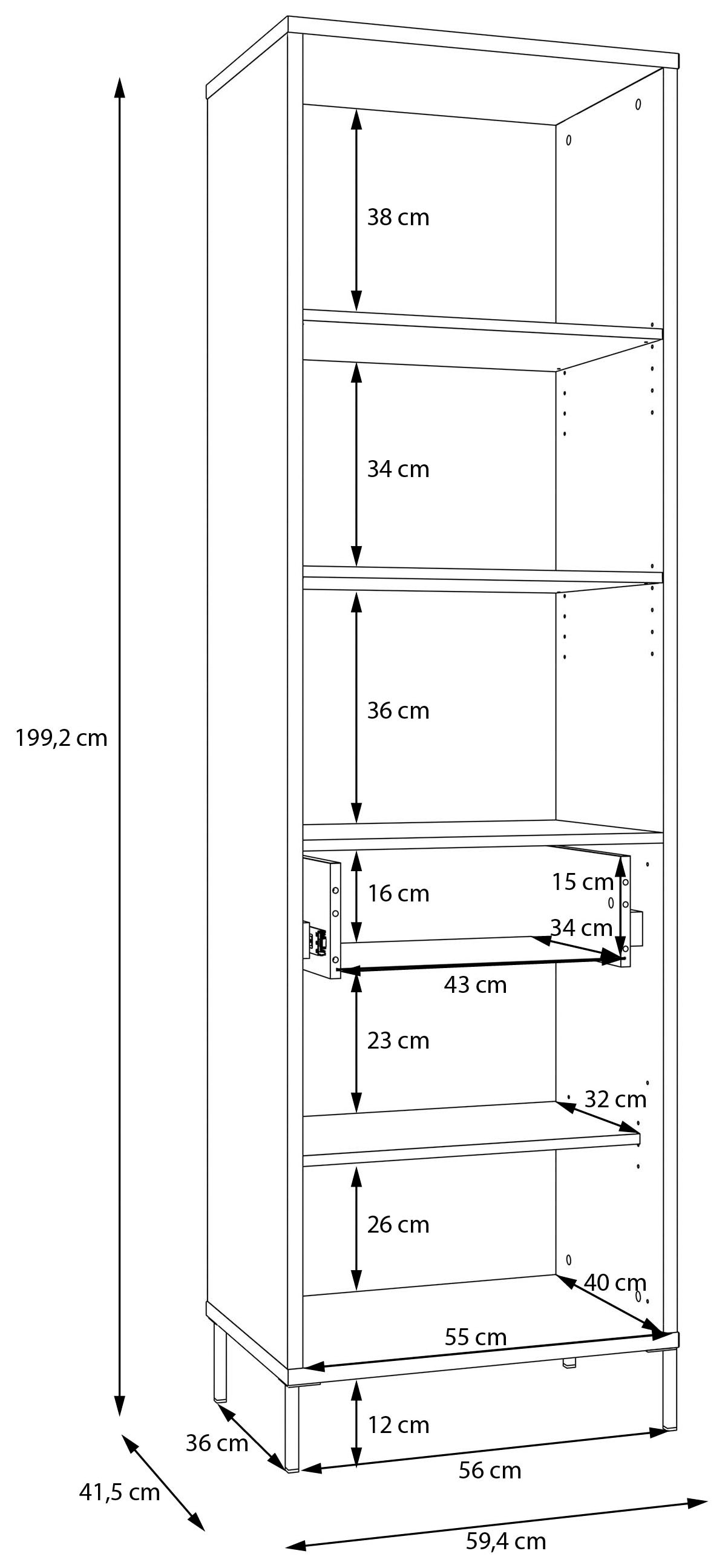 FORTE Vitrine »Forte Seravel Vitrine, 2-türig, 1 Schublade, Lamellen« B/H/T 59,4/199,2/41,5 cm, Stauraum, optionale Beleuchtung