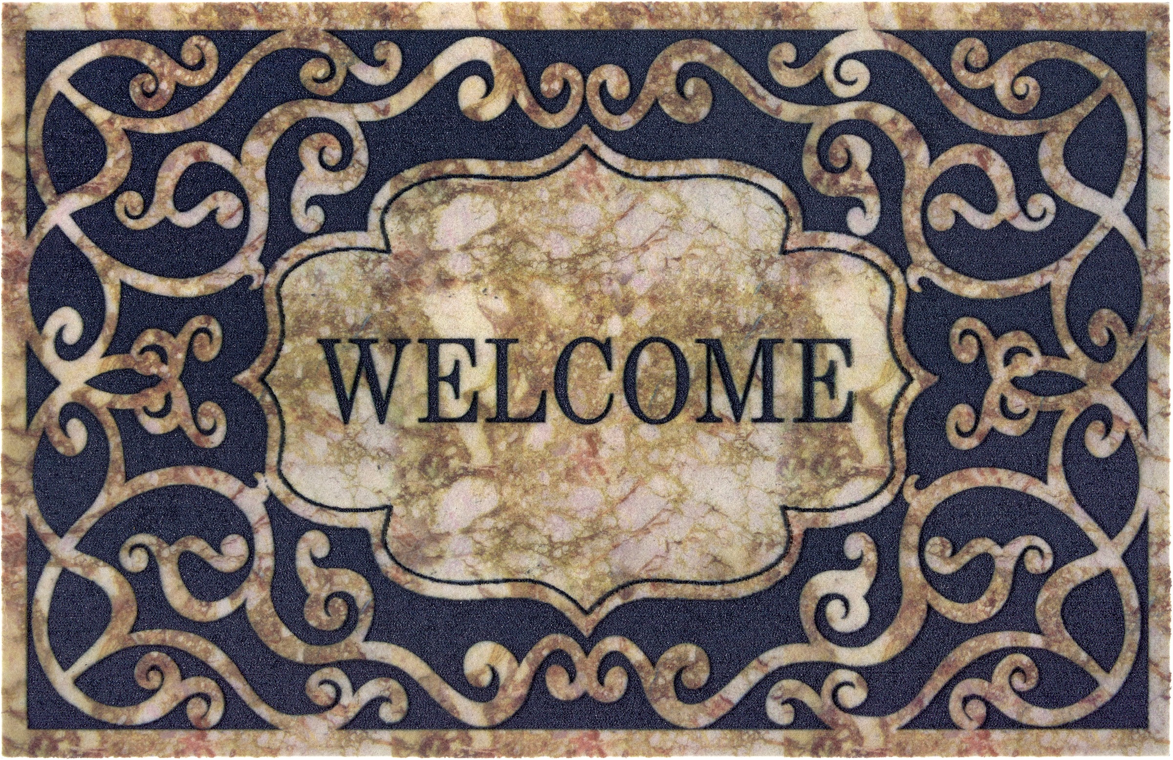 Image of Home affaire Fussmatte »Welcome Ornament«, rechteckig, 6 mm Höhe, Design In und Outdoor Teppich, mit Spruch, Schrift Design, Robust, Pflegeleicht, Rutschfest, Schmutzfang bei Ackermann Versand Schweiz