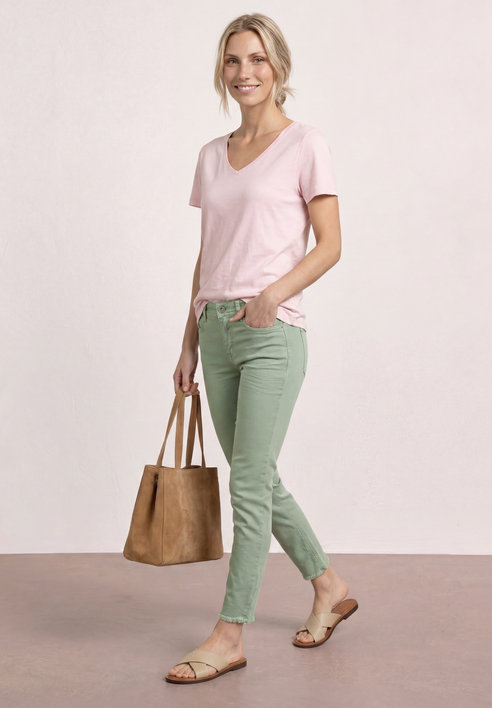 STREET ONE Straight-Jeans mit offenem Saum