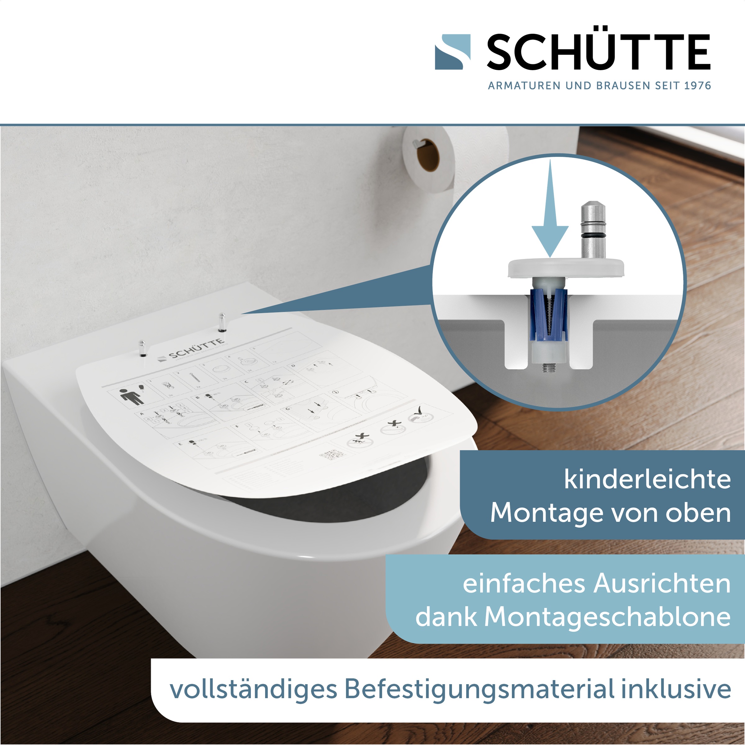 Schütte WC-Sitz "WHITE PREMIUM" Thermoplast, Absenkautomatik, Schnellverschluss, belastbar bis 300 kg