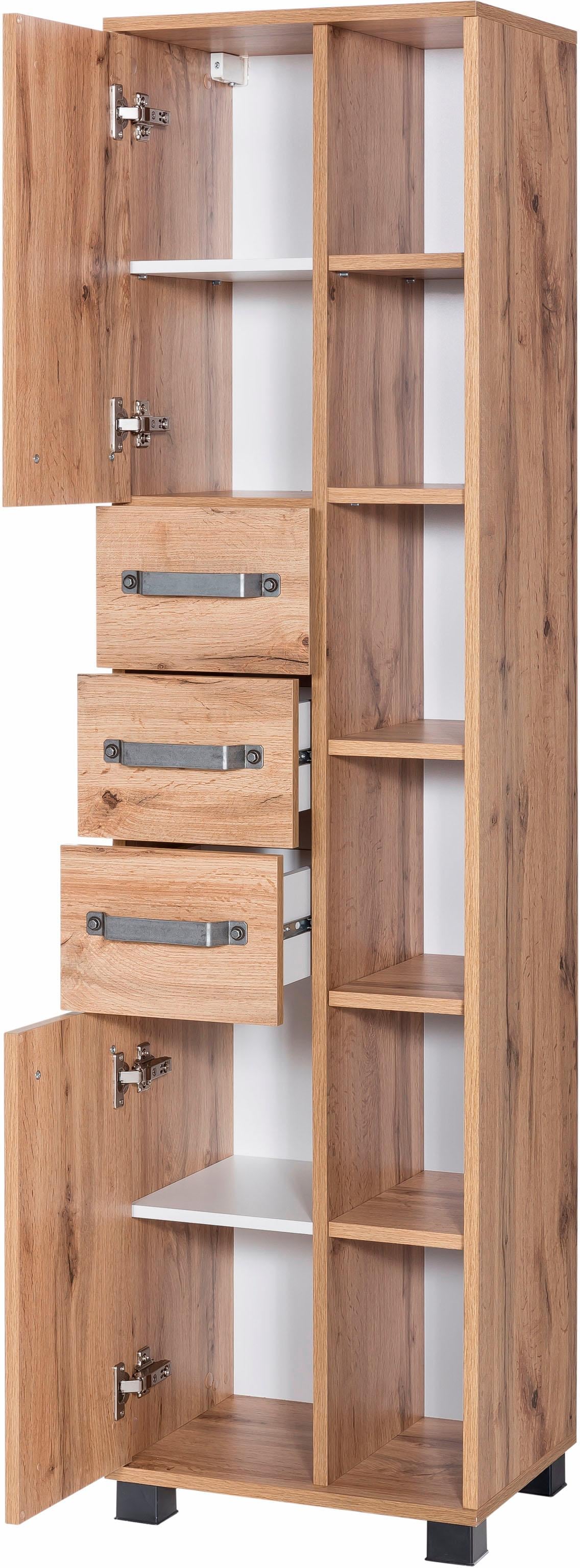 Schildmeyer Hochschrank »Milan« Breite 42 cm, mit  2 Türen, 3 Schubladen & 6 offenen Fächern