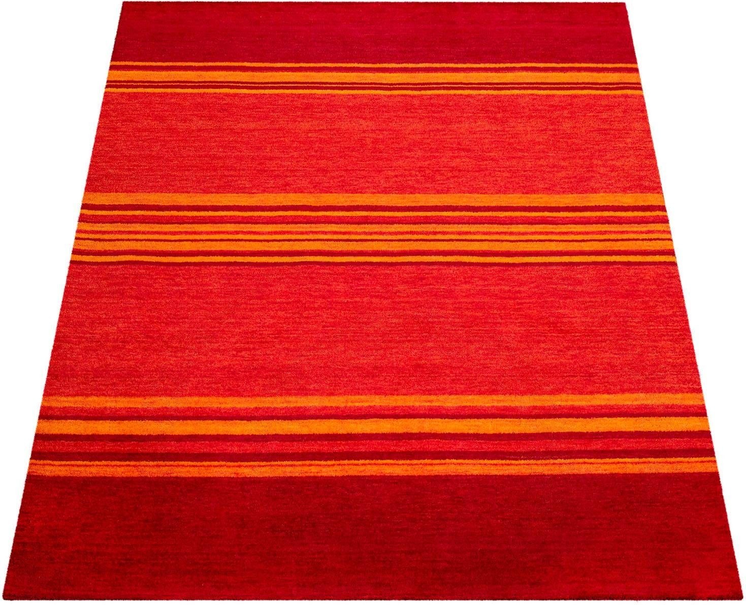 Image of Paco Home Wollteppich »Gabbeh 307«, rechteckig, 14 mm Höhe, Kurzflor, handgewebt, reine Wolle, Gabbeh-Stil, gestreift, Wohnzimmer bei Ackermann Versand Schweiz