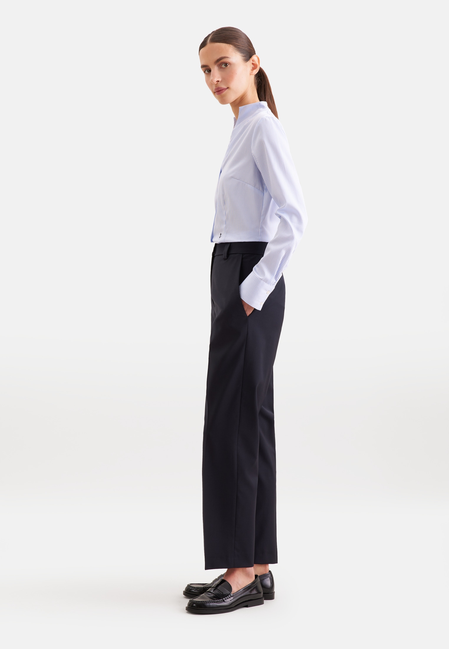 seidensticker Blouse classique Col montant 1/1 rayé