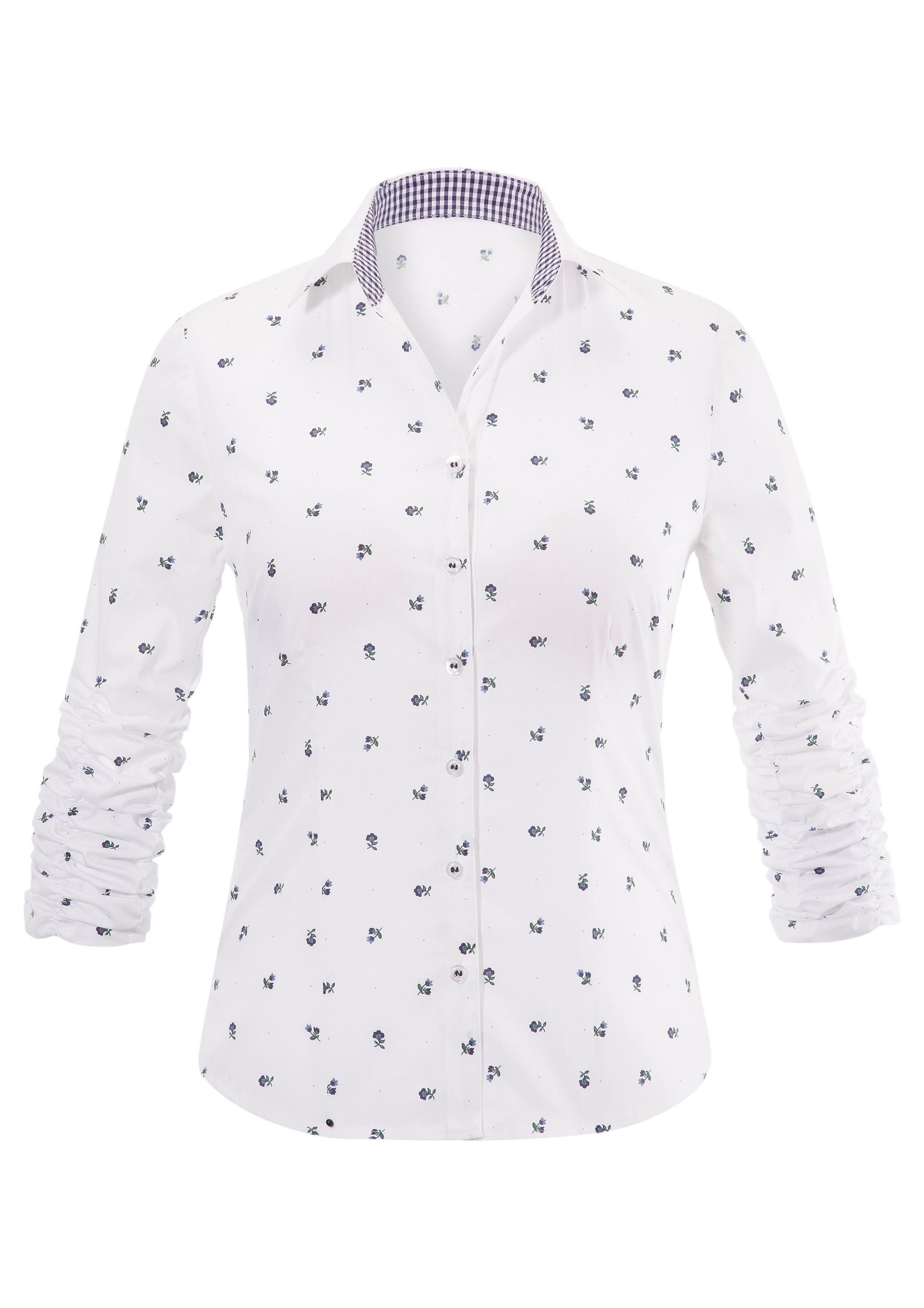 Trachtenbluse Damen mit Raffung am Ärmel