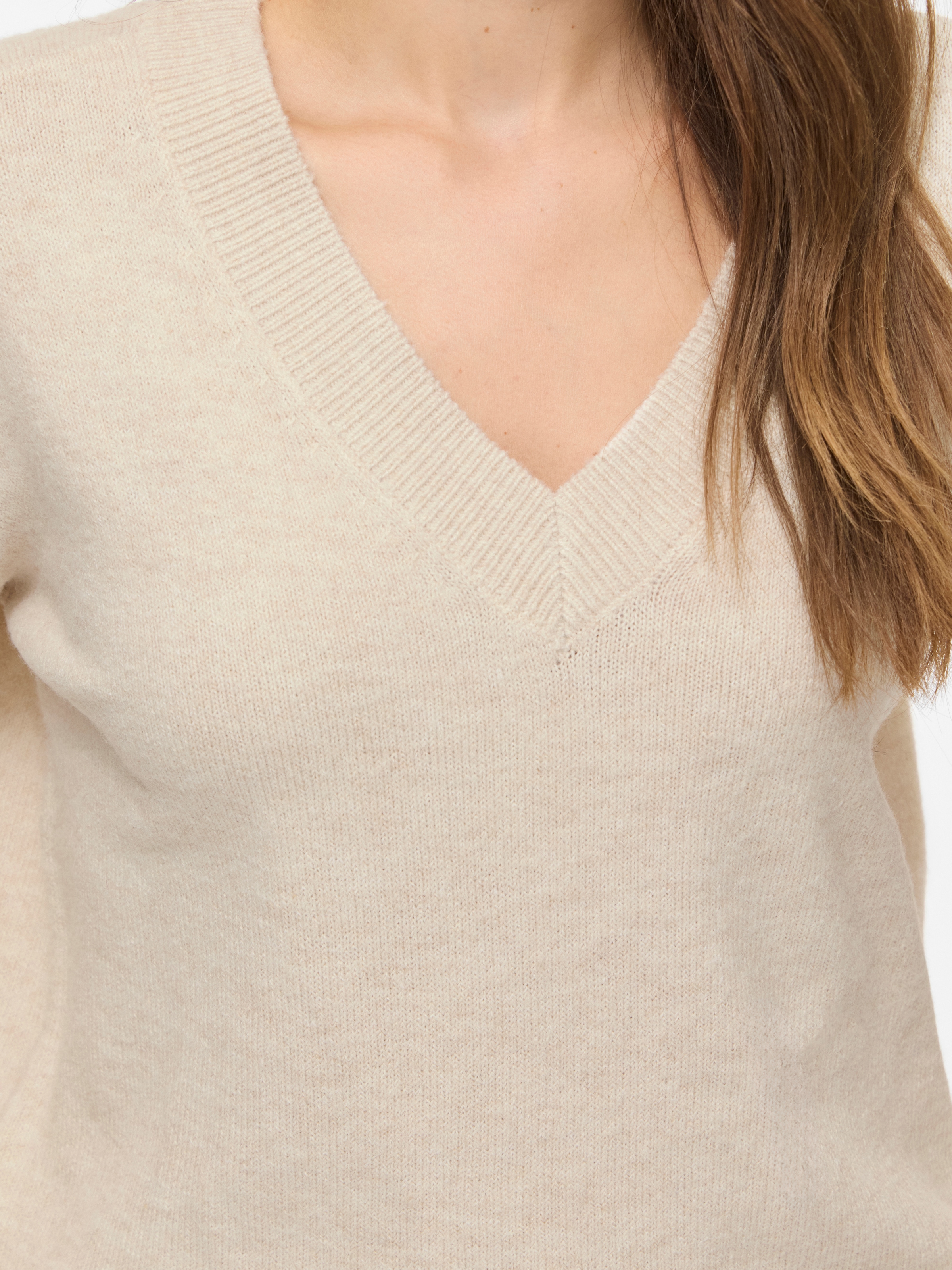 Vila Pull en tricot »VILIGA L/S REV V-NECK KNIT TOP - NOOS« mélange de matériaux, coupe régulière