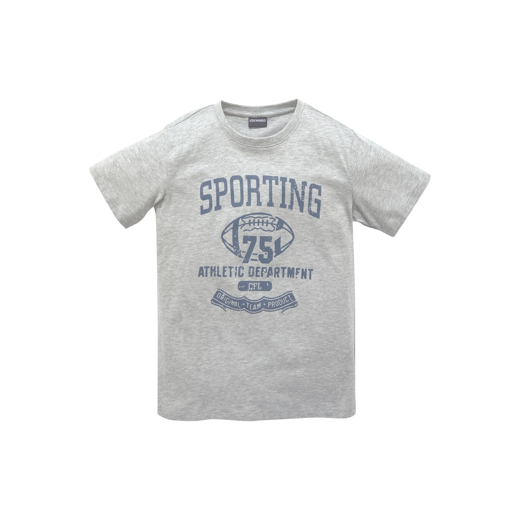 KIDSWORLD T-Shirt, (2 tlg., 2er-Pack), in 2 Farben mit grossem Druck