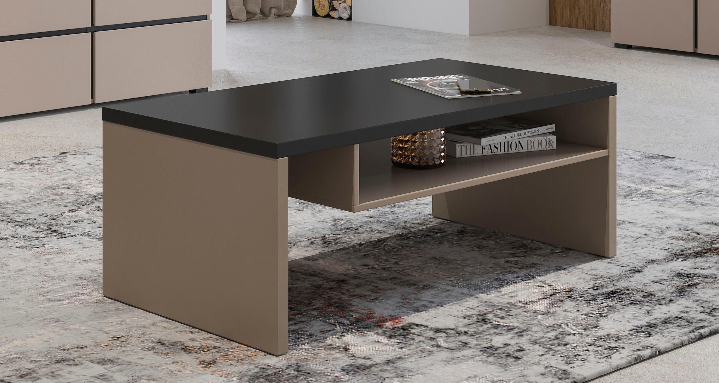 GOODproduct Table basse »Cross, Breite 120 cm, moderner Sofatisch für Wohnzimmer« Tisch mit offenem Fachboden