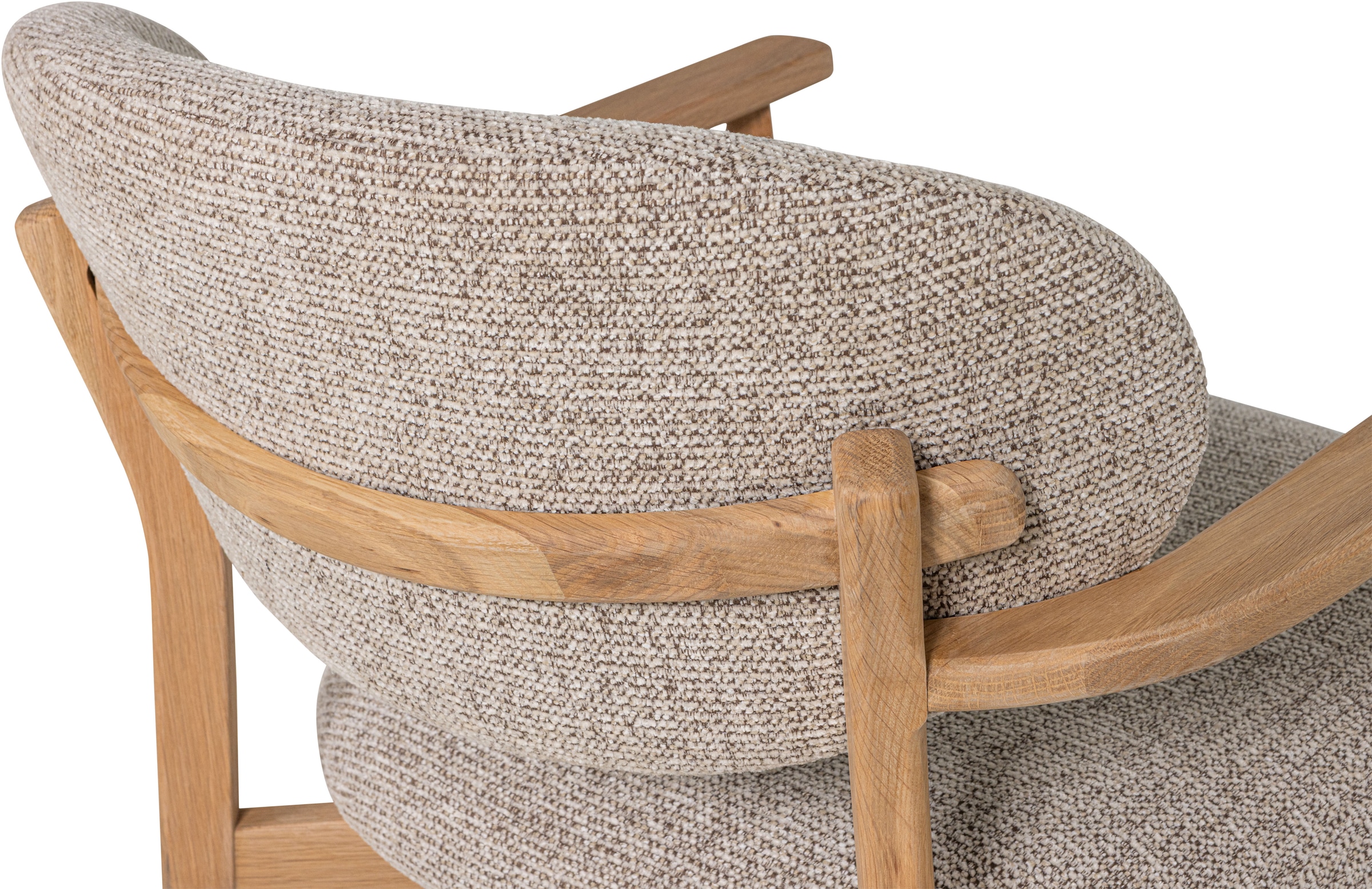 WOOOD Loungesessel »Udar mit Eichenholzgestell und More-Melange-Bezug, B68 x T75 x H76 cm« Sehr hohe Verschleissfestigkeit, Armlehnen integriert, Tragkraft 120 kg
