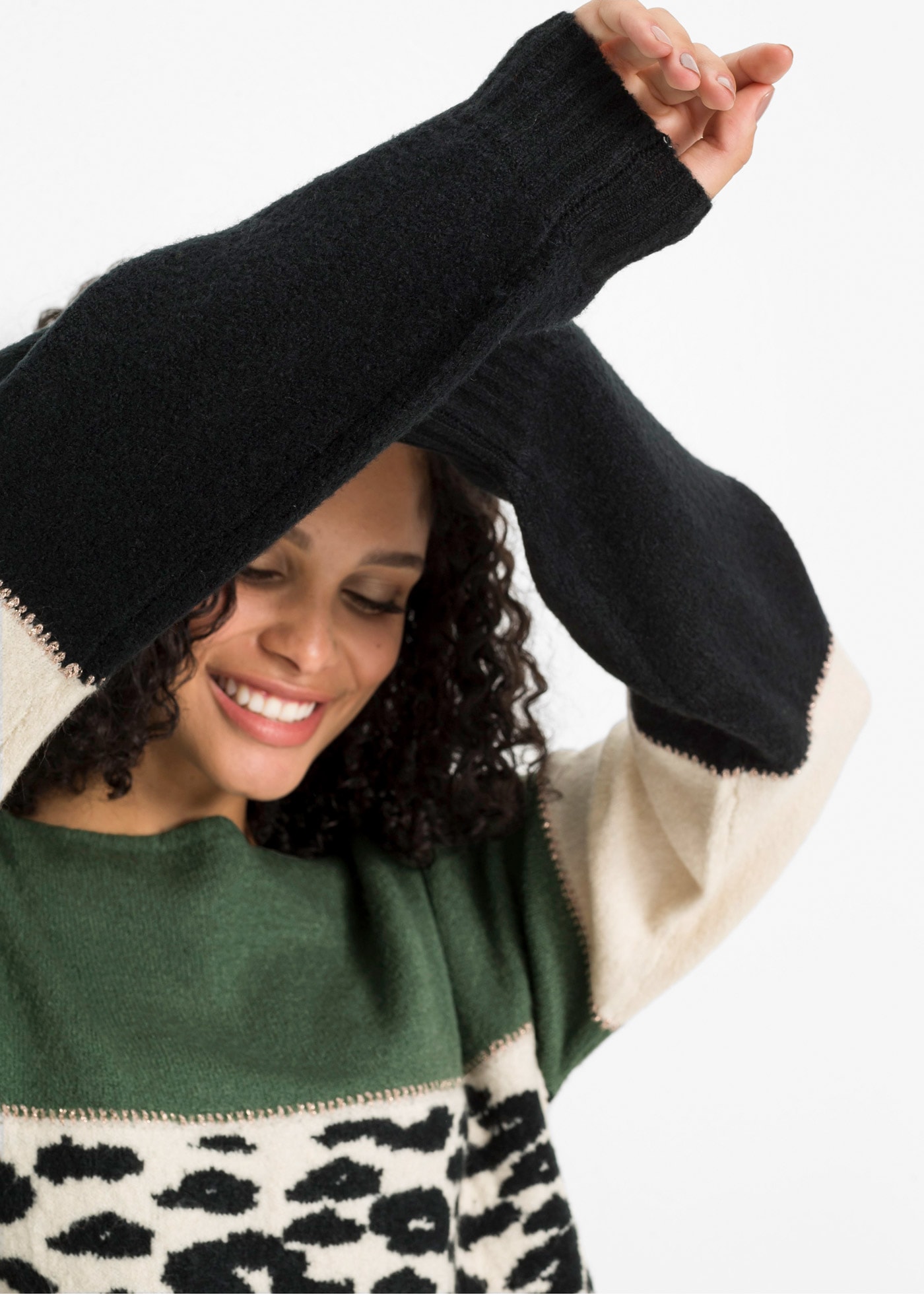 bonprix Strickpullover »Oversize-Pullover« Oversize-Fit, gemustert, Glitzergarn Details