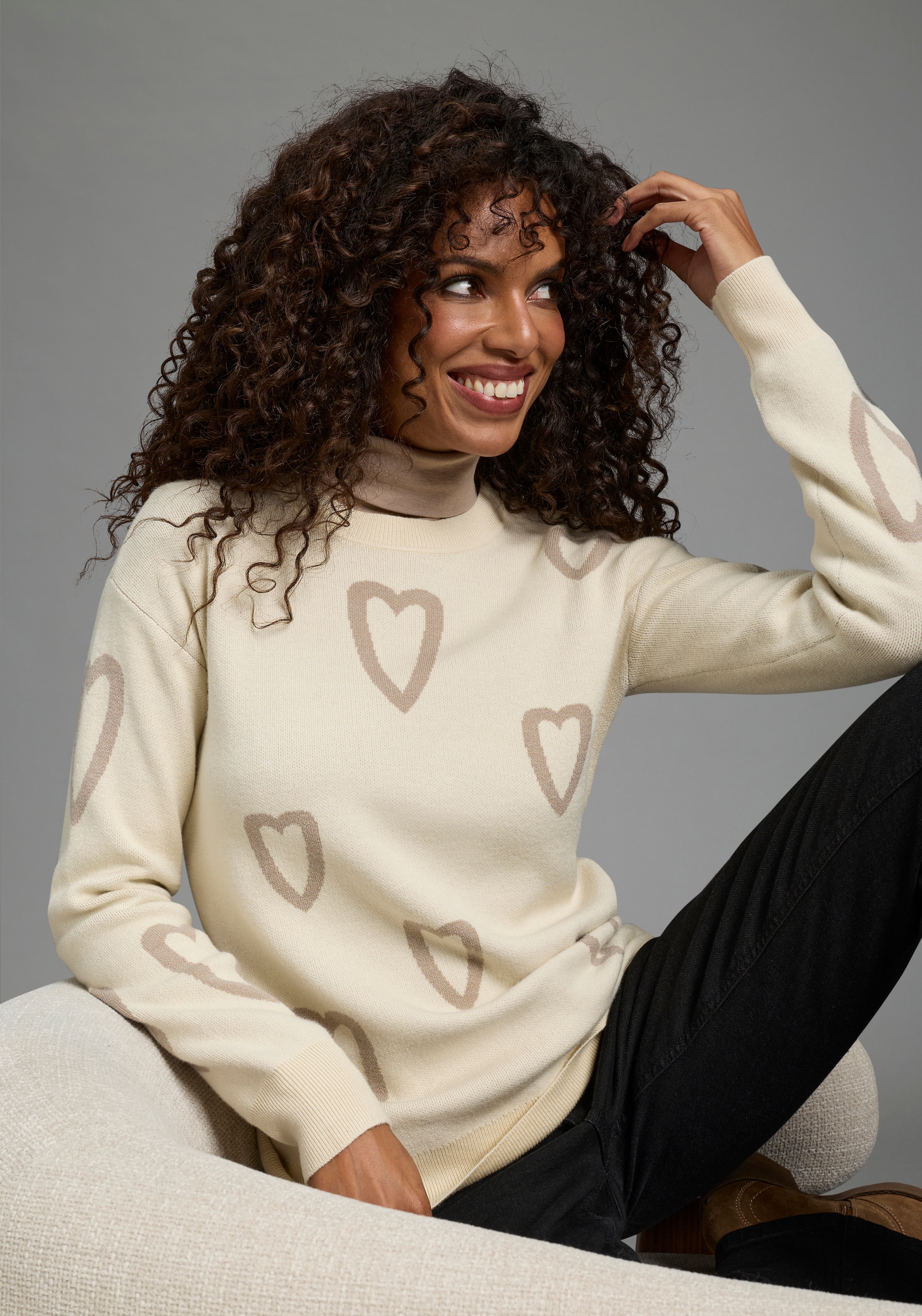 Image of Laura Scott Rundhalspullover kuscheliger Winterstrick mit Muster