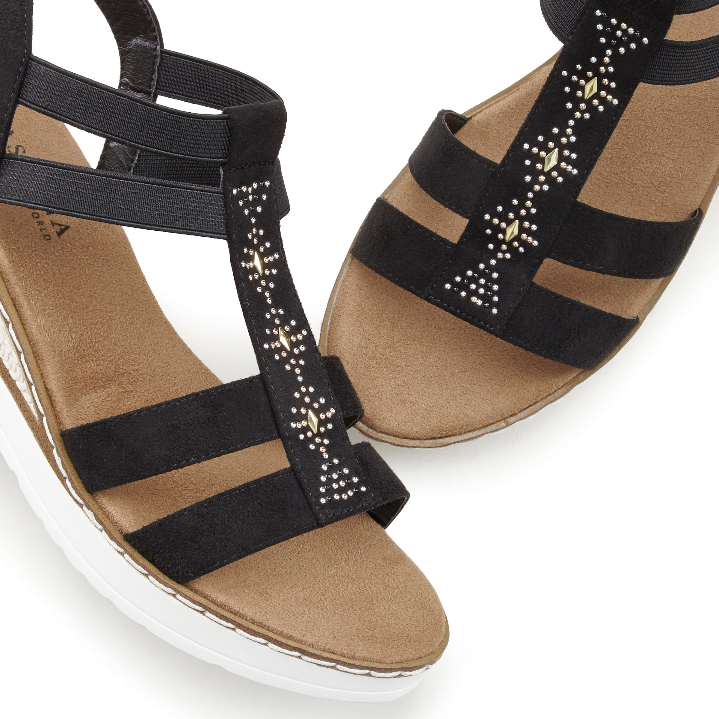 LASCANA Sandalette »Sommerschuh«, Sandalette, Sommerschuh mit Keilabsatz und Schmucksteinen VEGAN