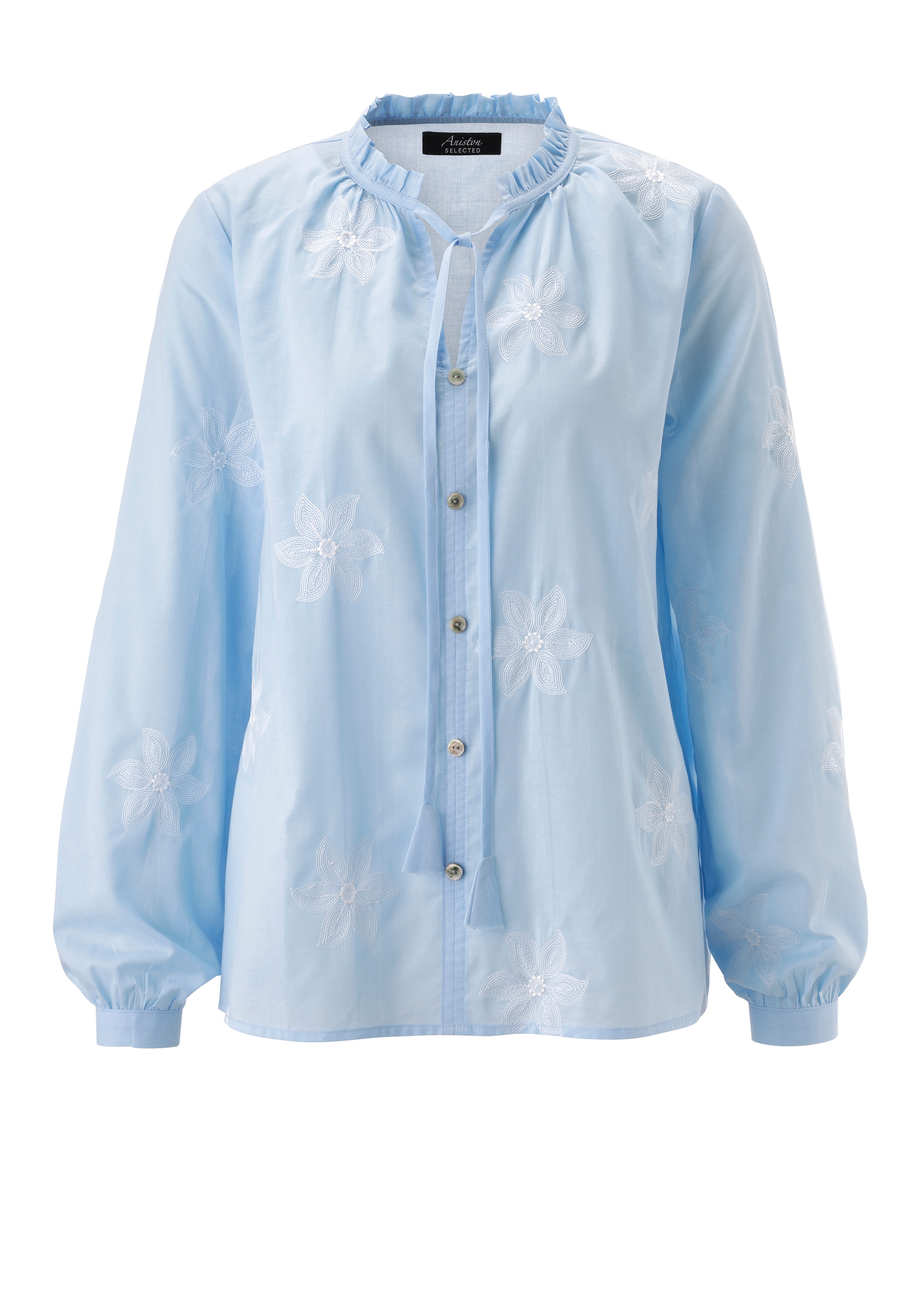 Aniston SELECTED Blouse à enfiler avec broderie intégrale élaborée et volants