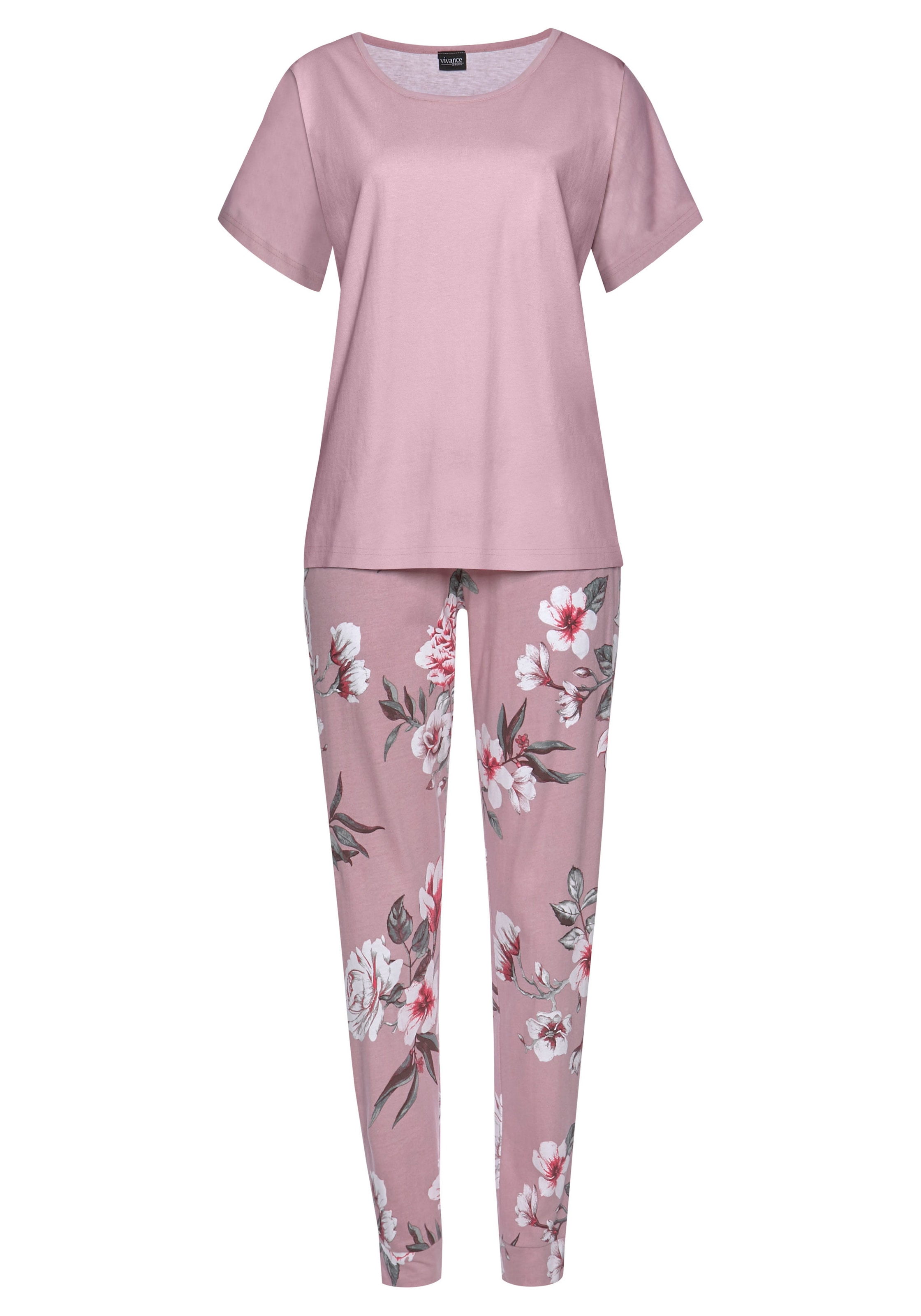 Vivance Dreams Pyjama, (4 tlg., 2 Stück), mit Blumendruck