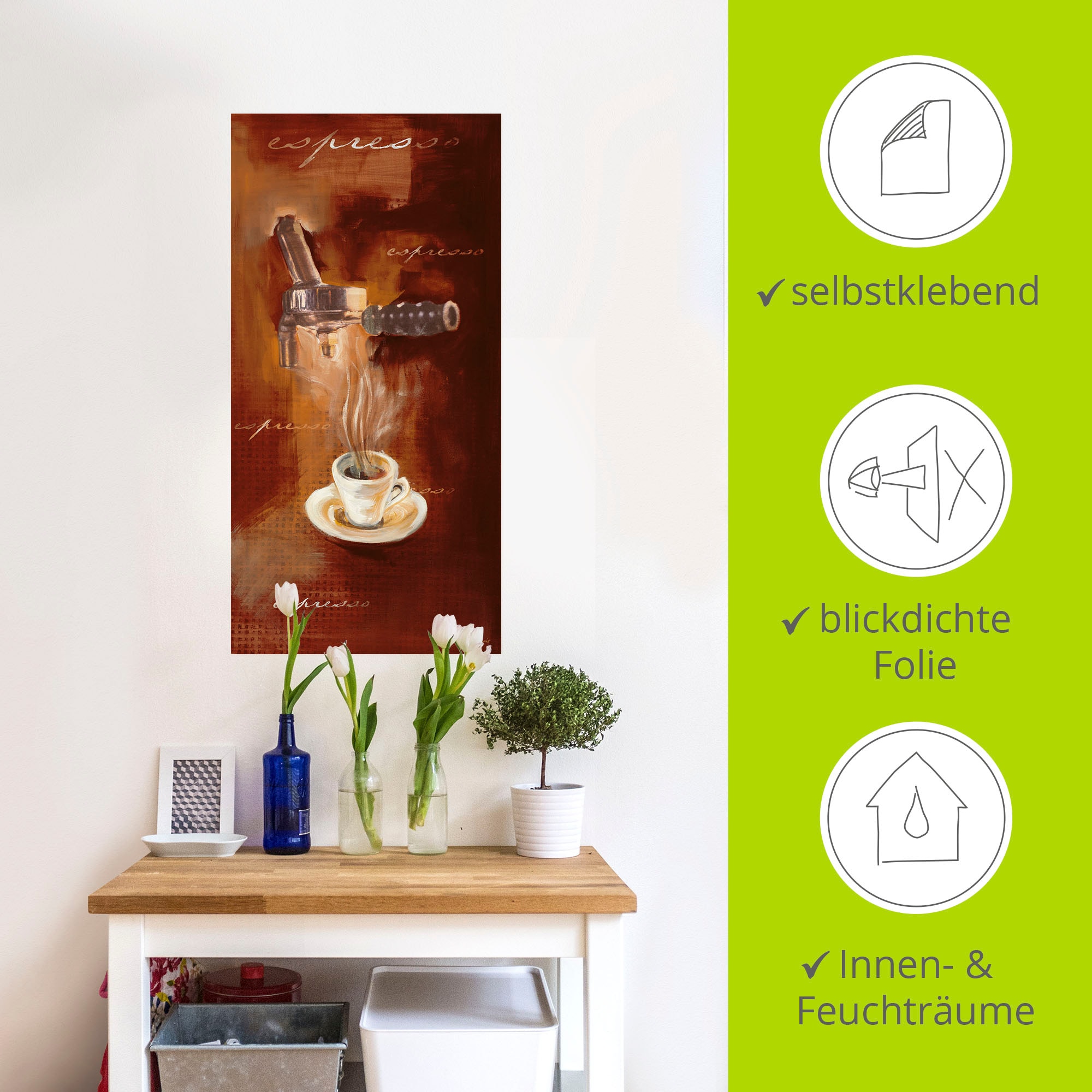 Artland Wandbild »Espresso I«, Getränke, (1 St.), als Alubild, Outdoorbild, Leinwandbild, Poster, Wandaufkleber