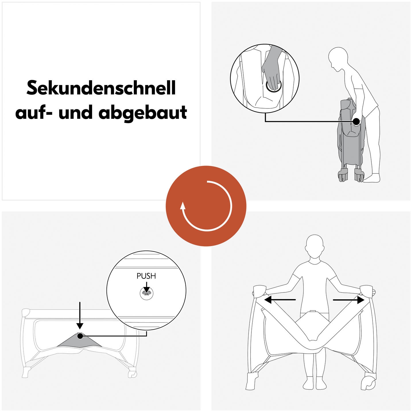 Hauck Lit de voyage pour bébé »Sleep N Easyfold« Vorderausstieg; inkl. Transporttasche