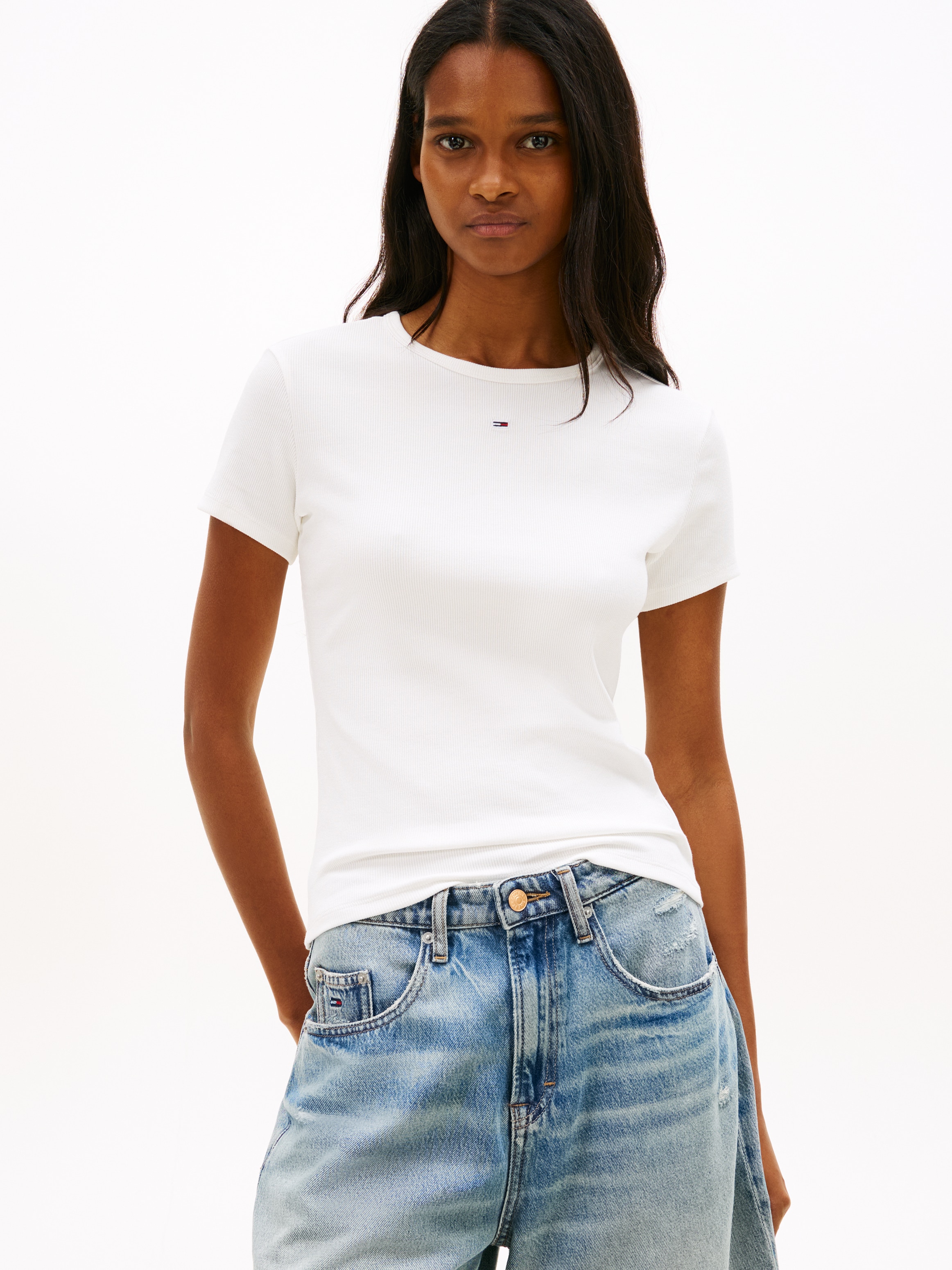 Tommy Jeans Kurzarmshirt »TJW 2PACK SLIM ESSENTIAL RIB SS« Packung, 2er-Pack, 2 Stk. mit gerippter Struktur